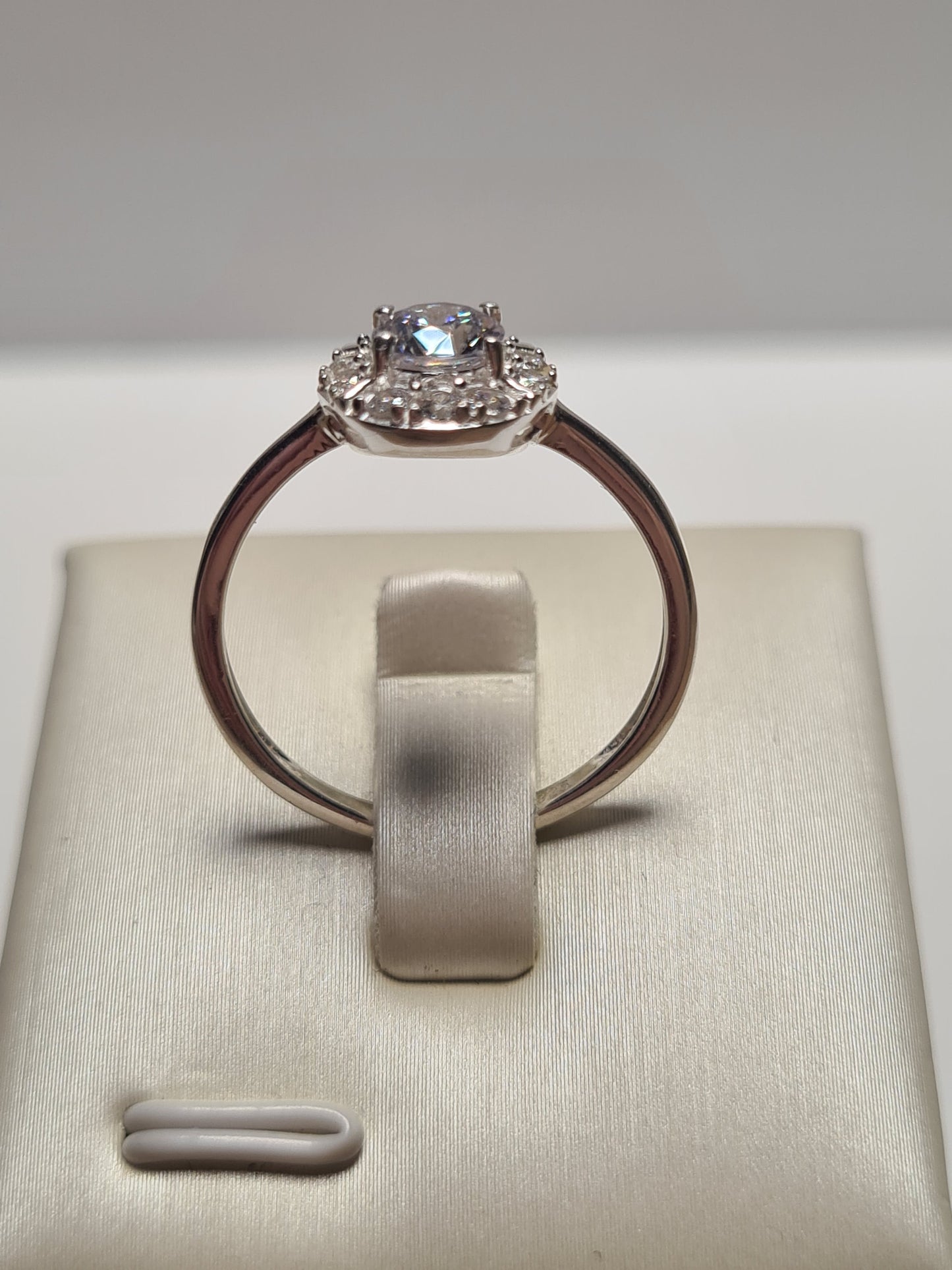 Swarovski Zirconia Halo Ring Sterling Silver SIZES Q , T