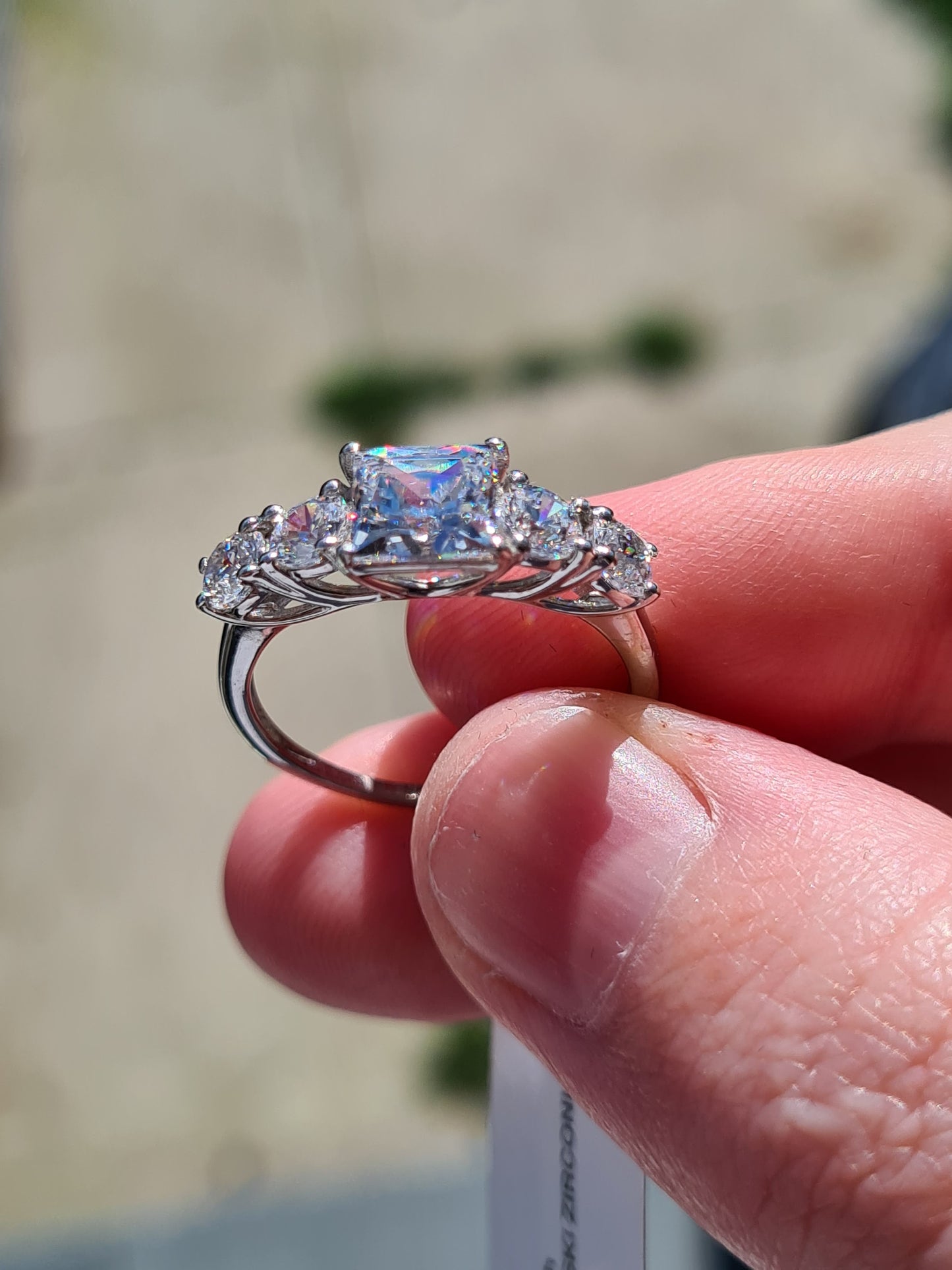 Swarovski Zirconia 5 Stone Ring Sterling Silver SIZE M