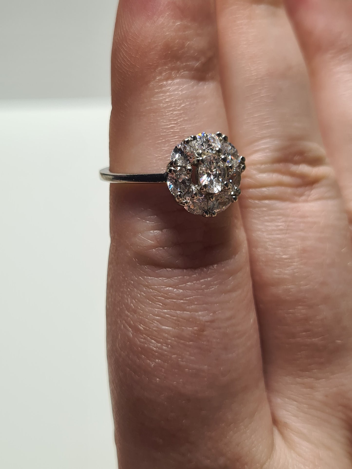 Swarovski Zirconia Halo Ring Sterling Silver SIZES L , M