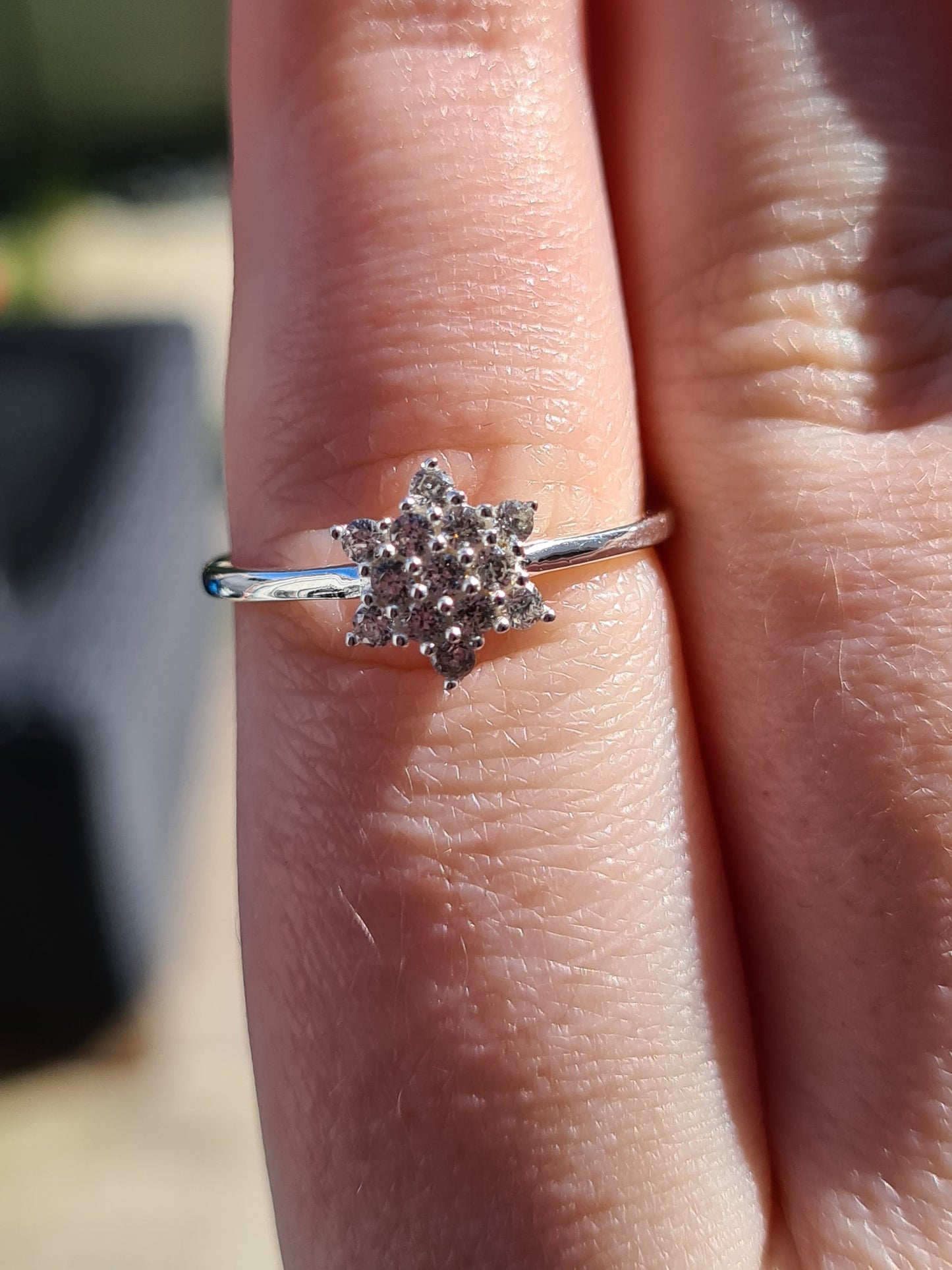 Swarovski Zirconia Star Cluster Ring Sterling Silver SIZE P