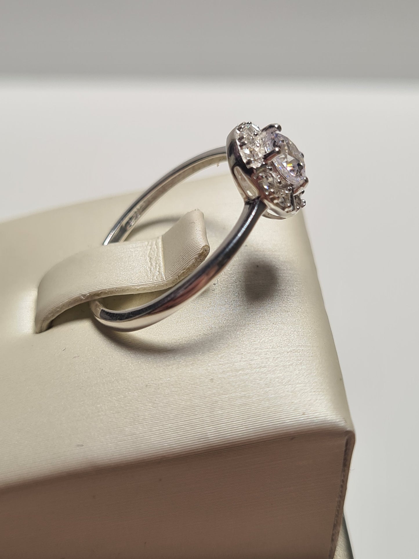 Swarovski Zirconia Halo Ring Sterling Silver SIZES Q , T