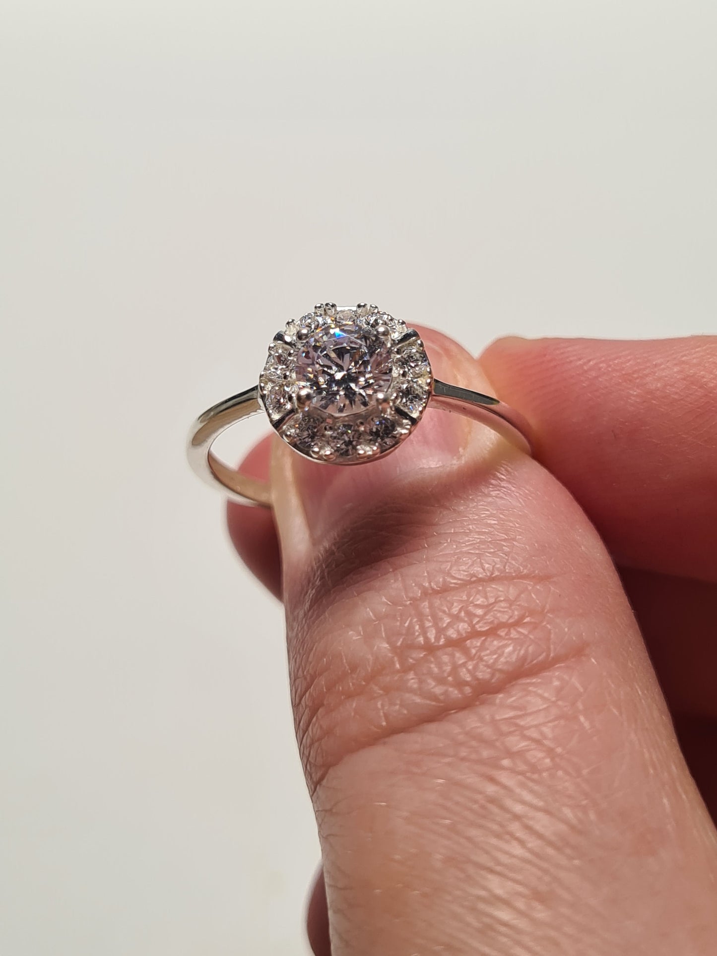 Swarovski Zirconia Halo Ring Sterling Silver SIZES Q , T