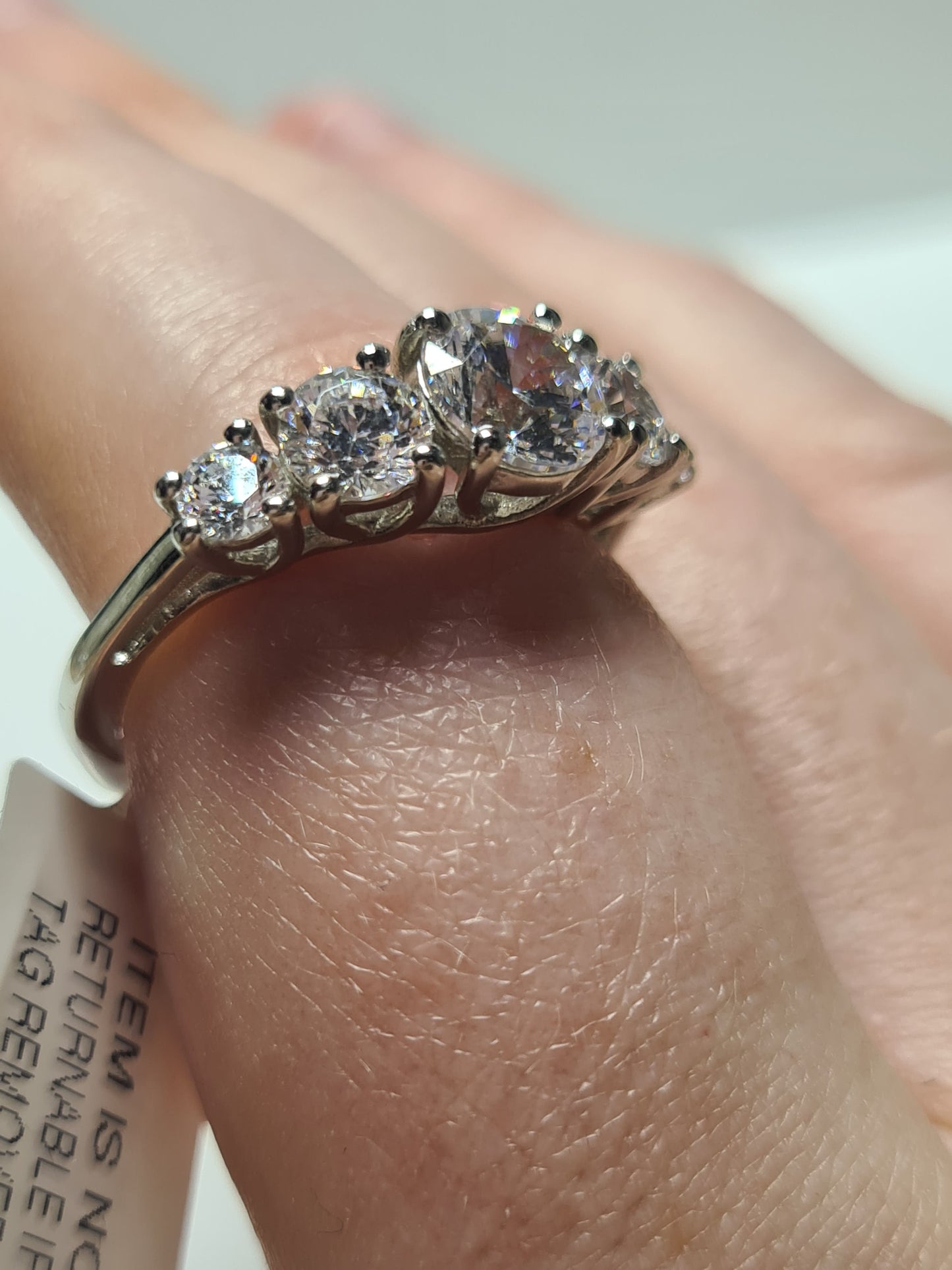 Swarovski Zirconia 5 Stone Half Eternity Style Ring SIZE L