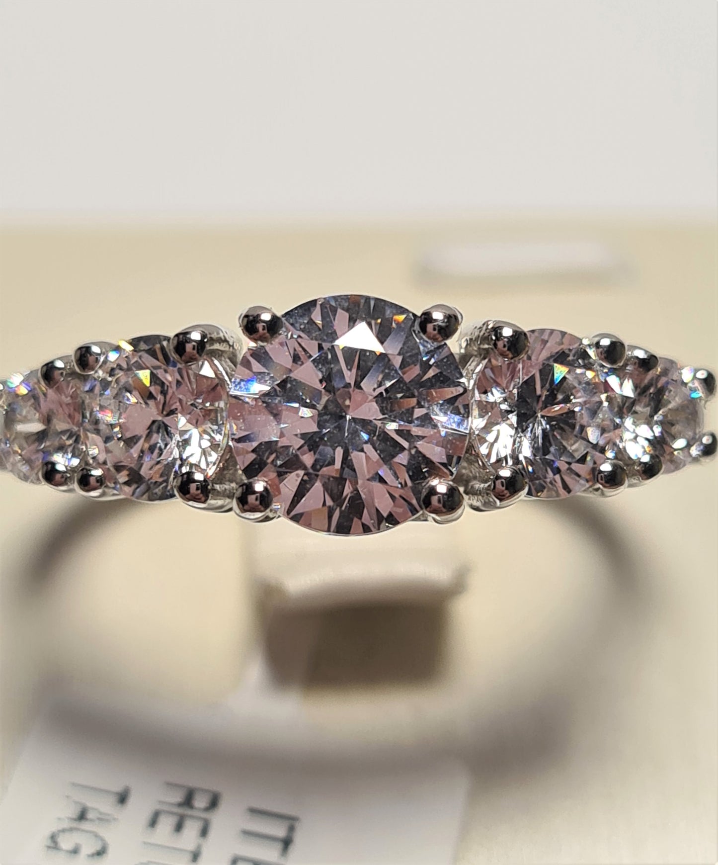 Swarovski Zirconia 5 Stone Half Eternity Style Ring SIZE L