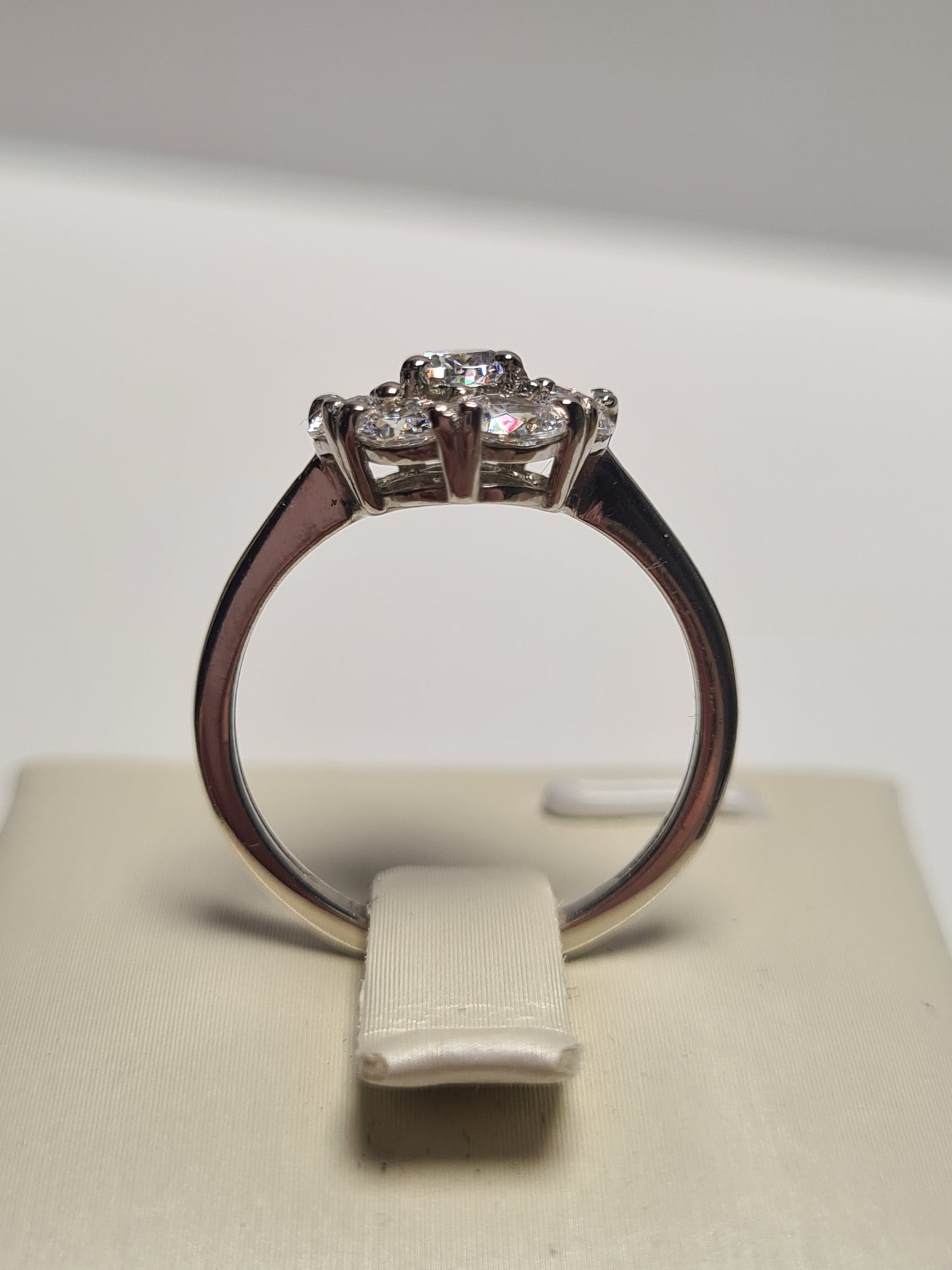 Swarovski Zirconia Halo Ring Sterling Silver SIZES L , M