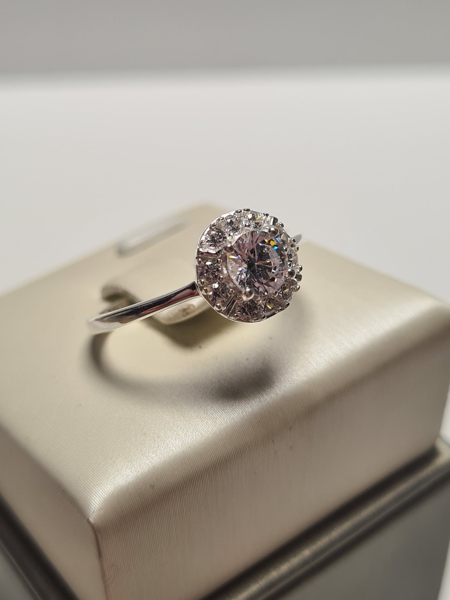 Swarovski Zirconia Halo Ring Sterling Silver SIZES Q , T