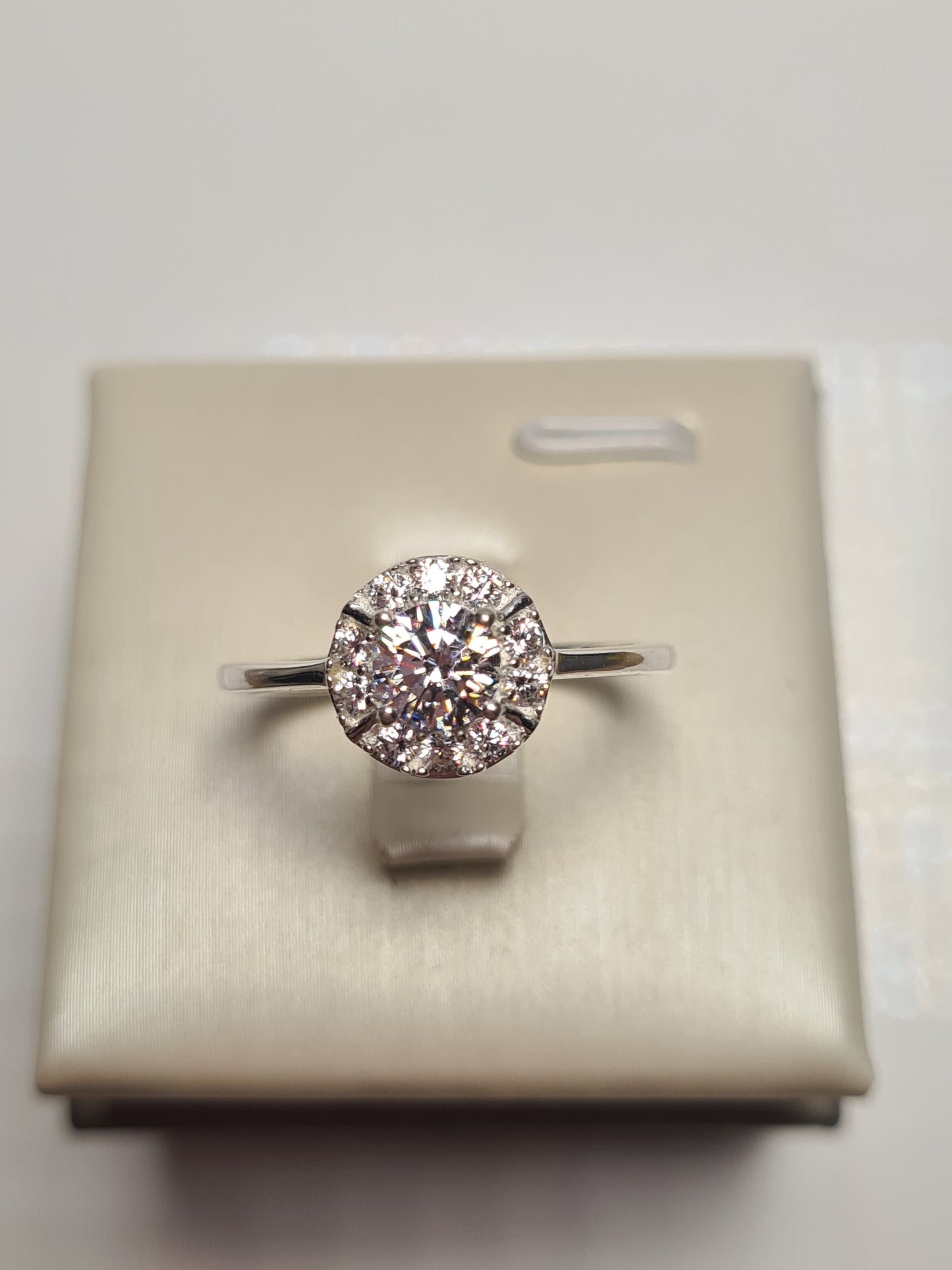 Swarovski Zirconia Halo Ring Sterling Silver SIZES Q , T