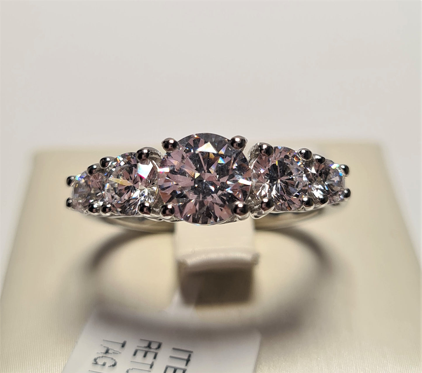 Swarovski Zirconia 5 Stone Half Eternity Style Ring SIZE L