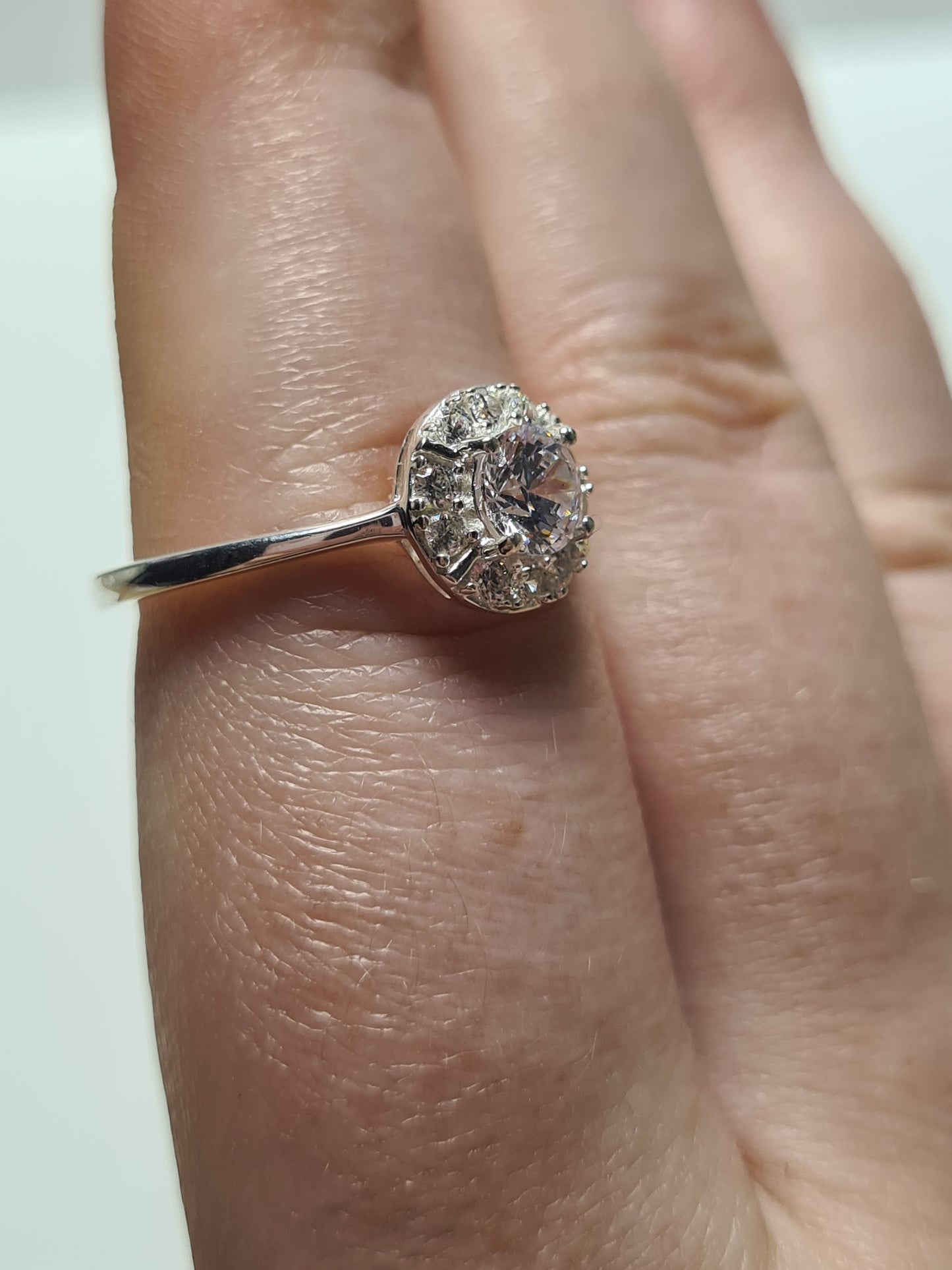 Swarovski Zirconia Halo Ring Sterling Silver SIZES Q , T