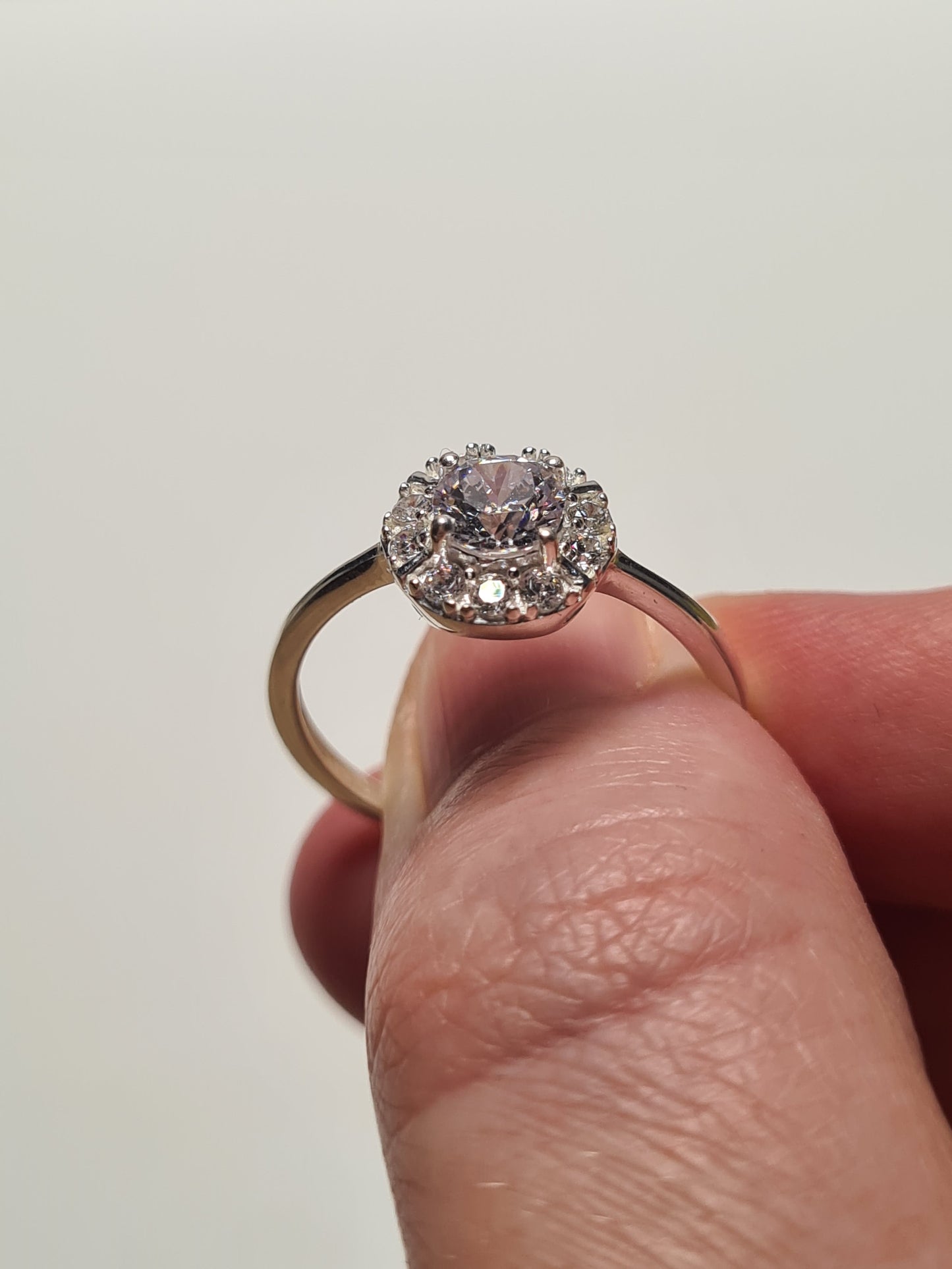 Swarovski Zirconia Halo Ring Sterling Silver SIZES Q , T