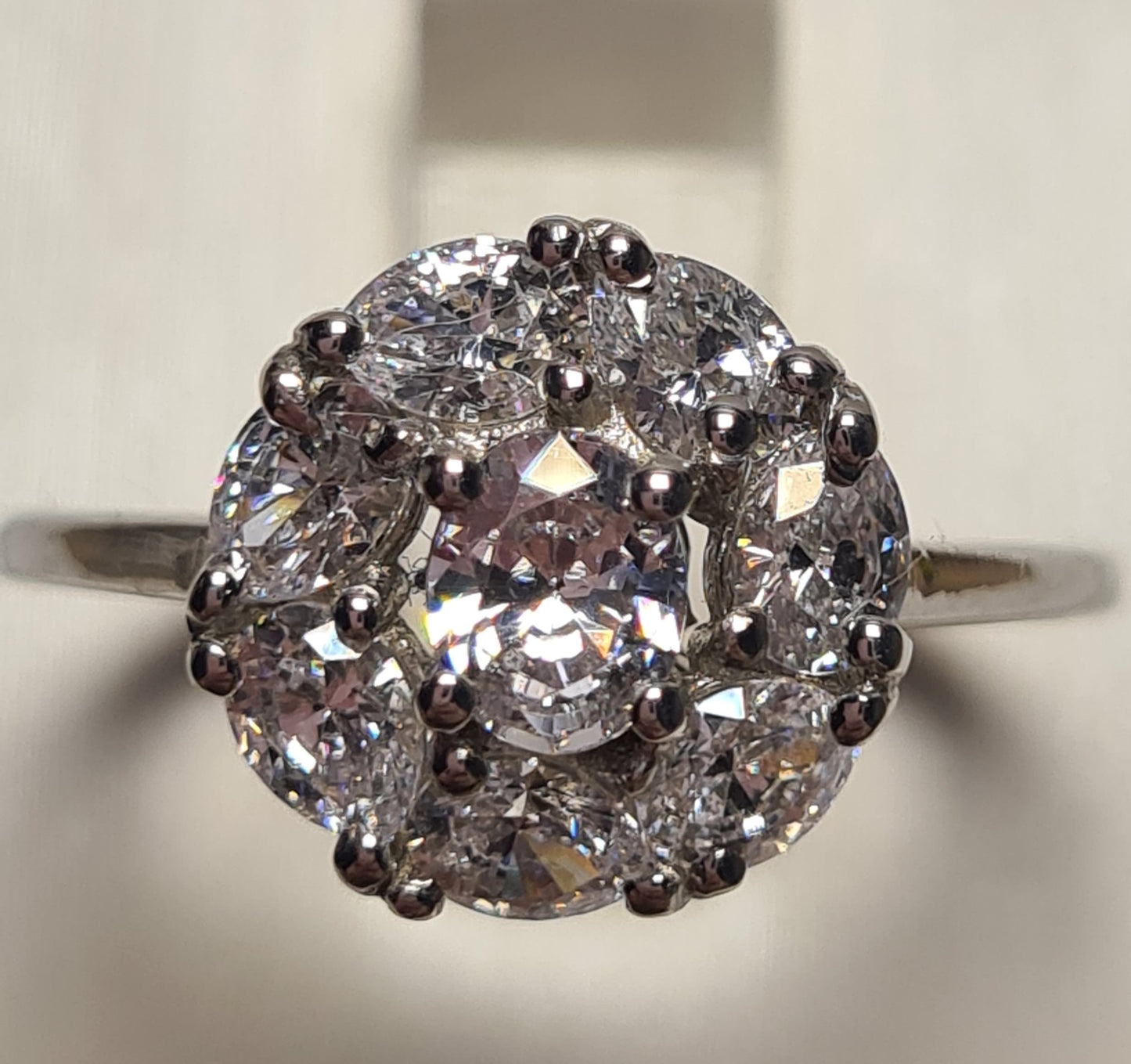 Swarovski Zirconia Halo Ring Sterling Silver SIZES L , M