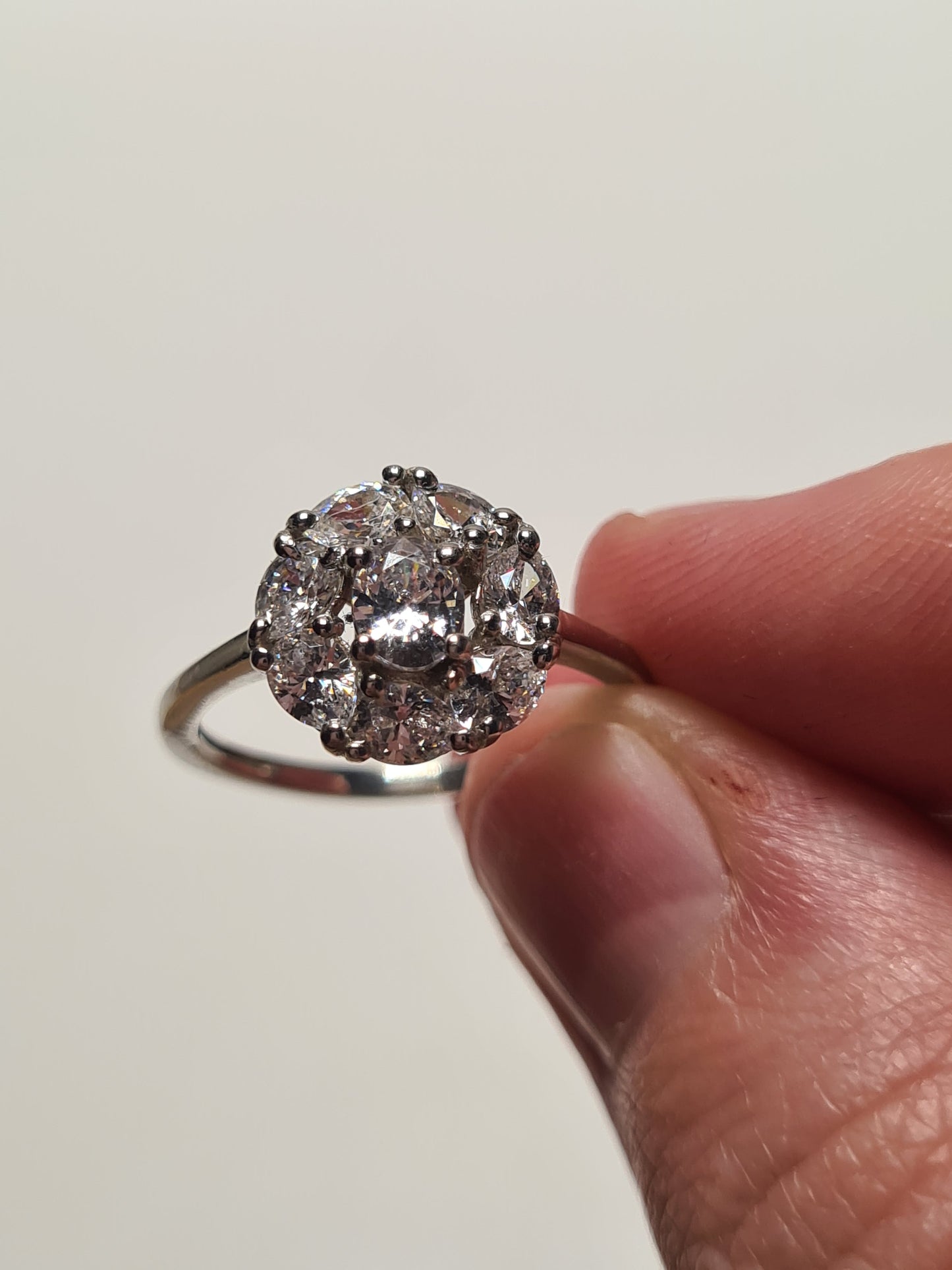 Swarovski Zirconia Halo Ring Sterling Silver SIZES L , M