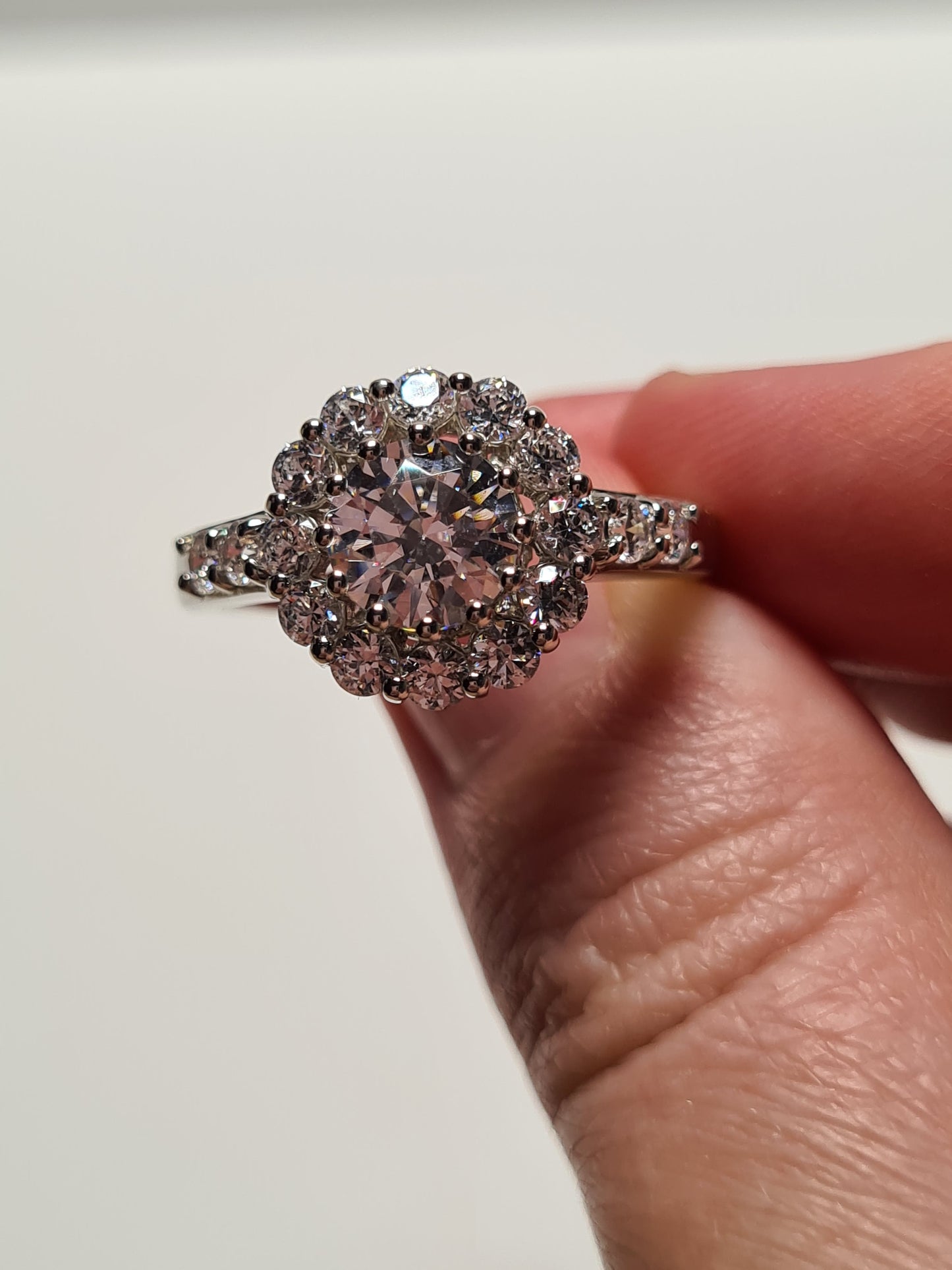 Swarovski Zirconia Large Halo Ring Sterling Silver SIZES L , R