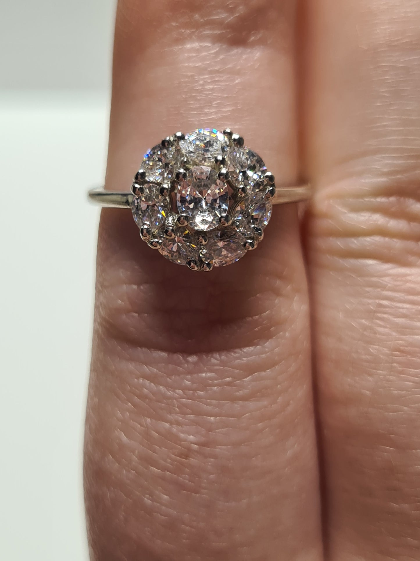 Swarovski Zirconia Halo Ring Sterling Silver SIZES L , M