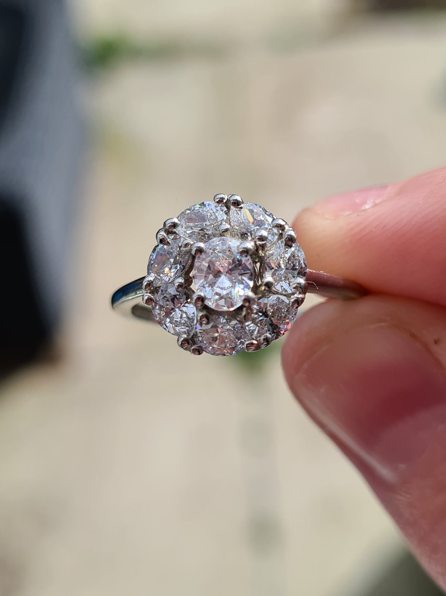 Swarovski Zirconia Halo Ring Sterling Silver SIZES L , M