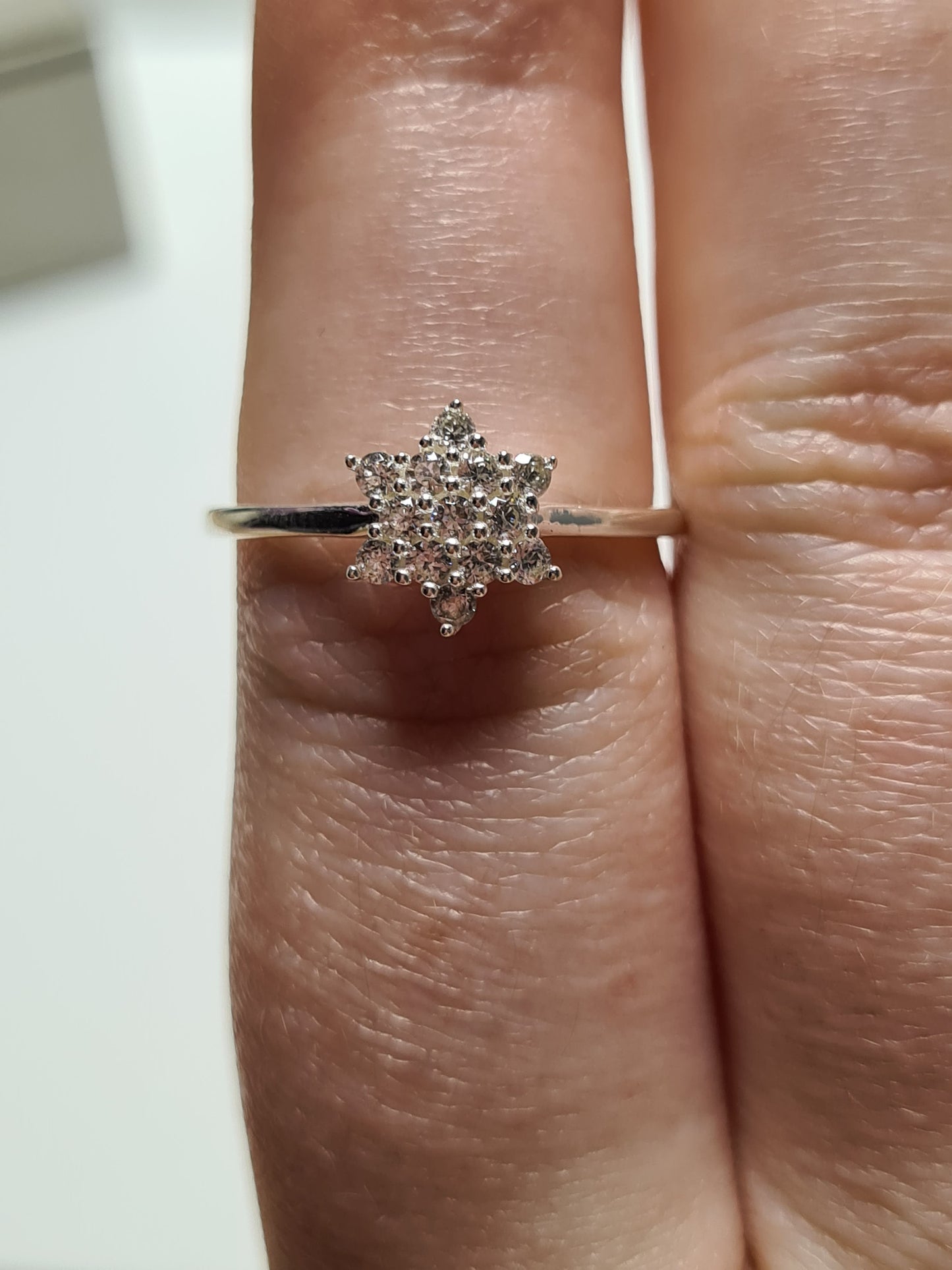 Swarovski Zirconia Star Cluster Ring Sterling Silver SIZE P