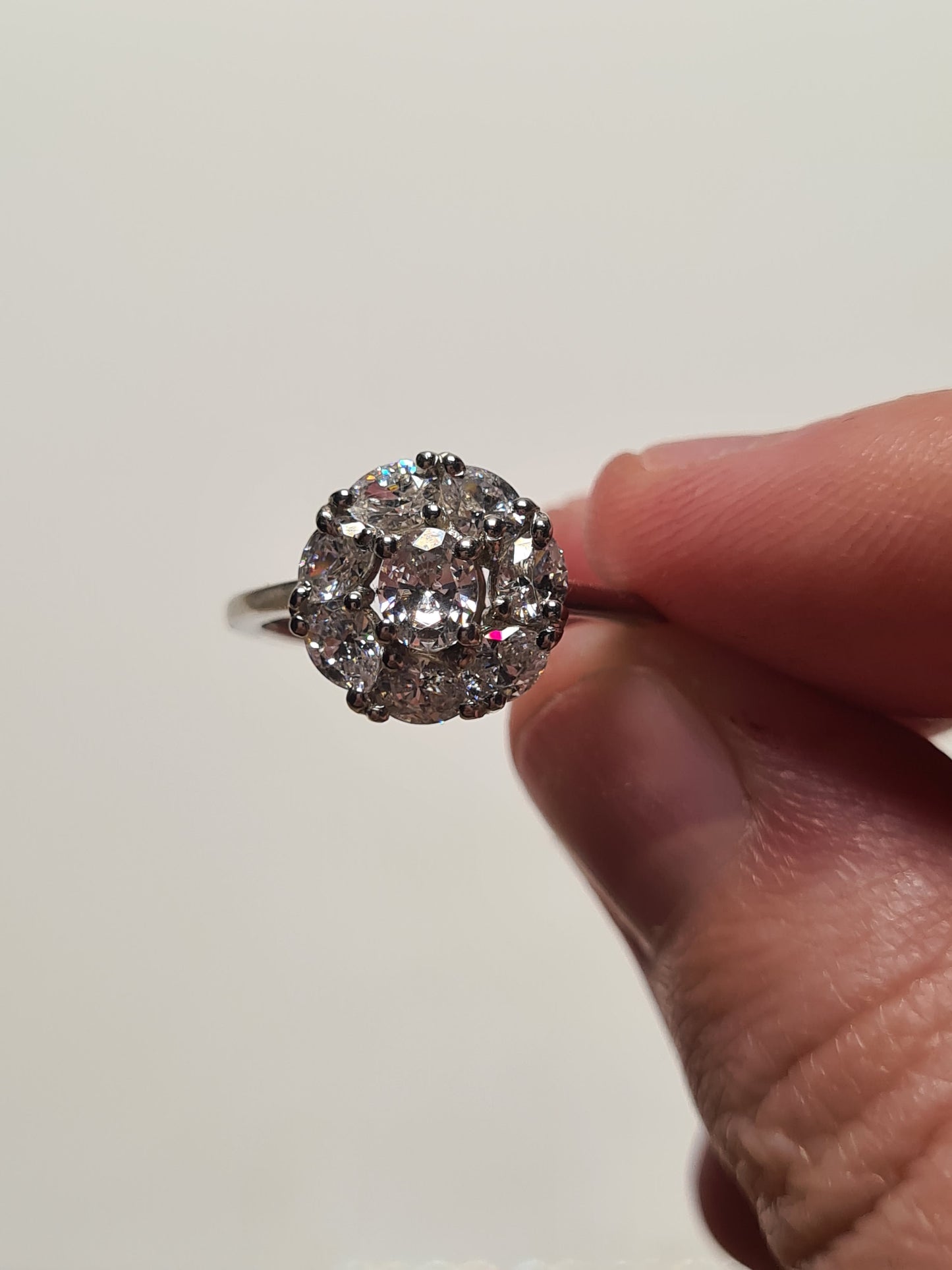 Swarovski Zirconia Halo Ring Sterling Silver SIZES L , M