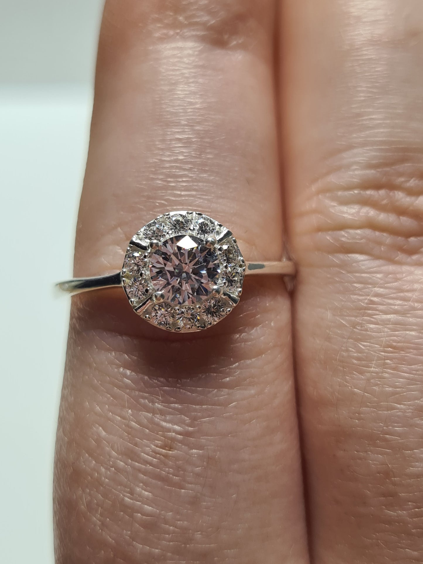 Swarovski Zirconia Halo Ring Sterling Silver SIZES Q , T