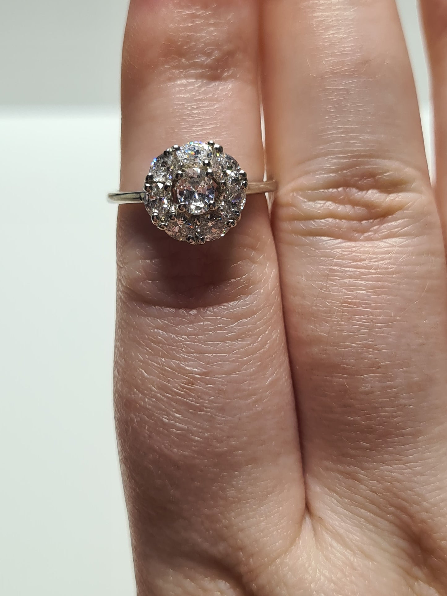 Swarovski Zirconia Halo Ring Sterling Silver SIZES L , M