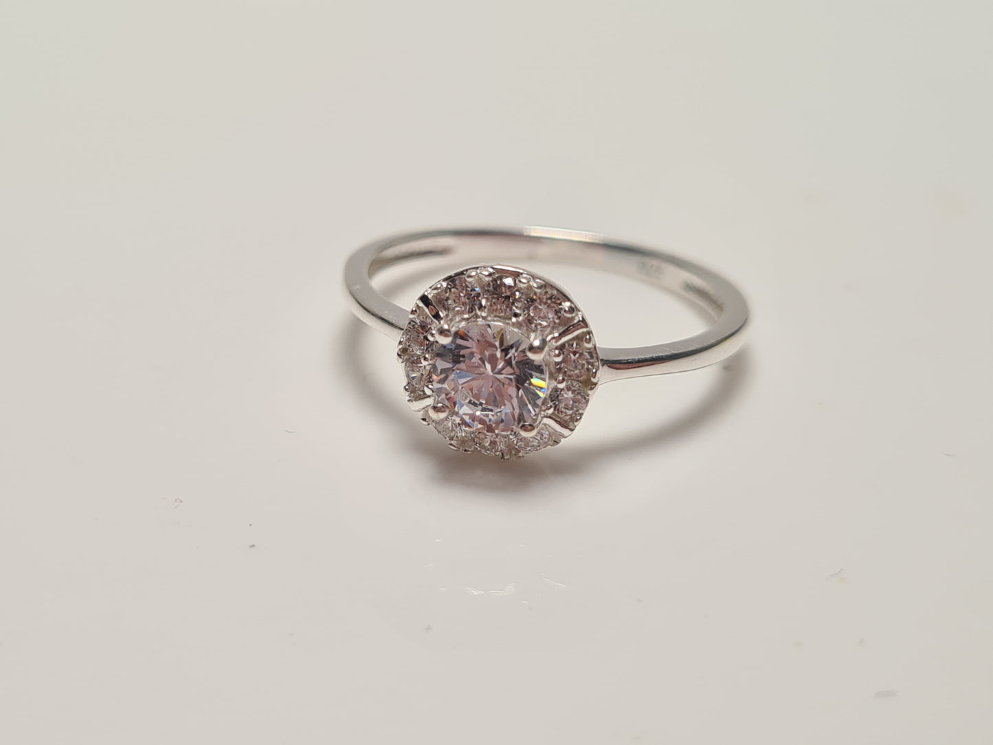 Swarovski Zirconia Halo Ring Sterling Silver SIZES Q , T