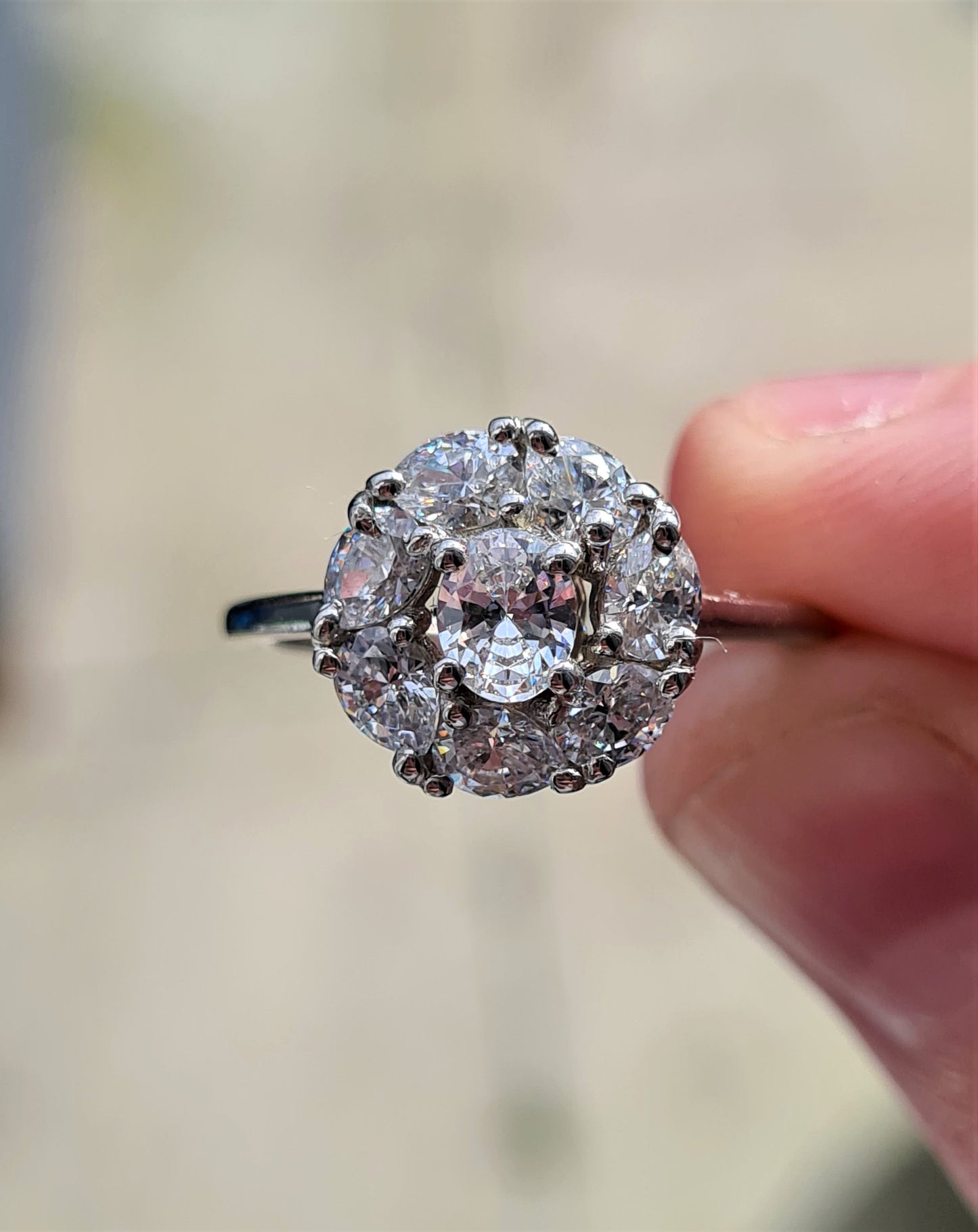 Swarovski Zirconia Halo Ring Sterling Silver SIZES L , M