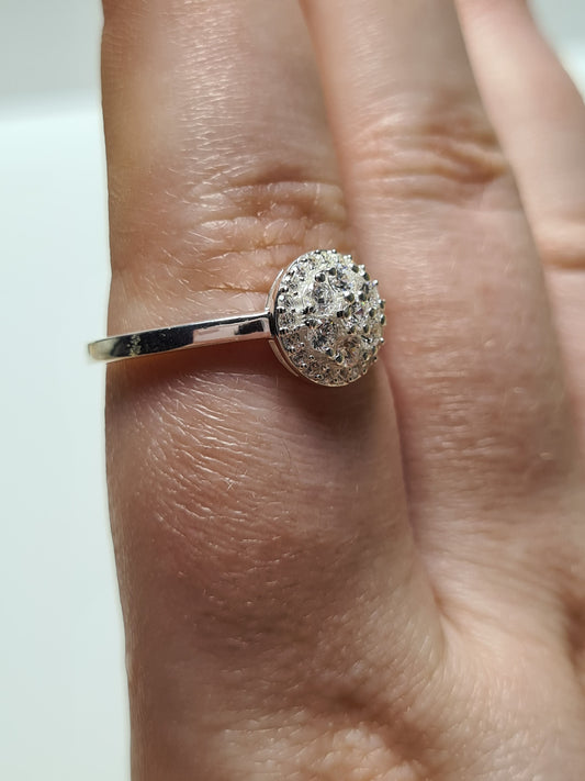 Swarovski Zirconia Round Cut Cluster Sterling Silver Ring SIZE T