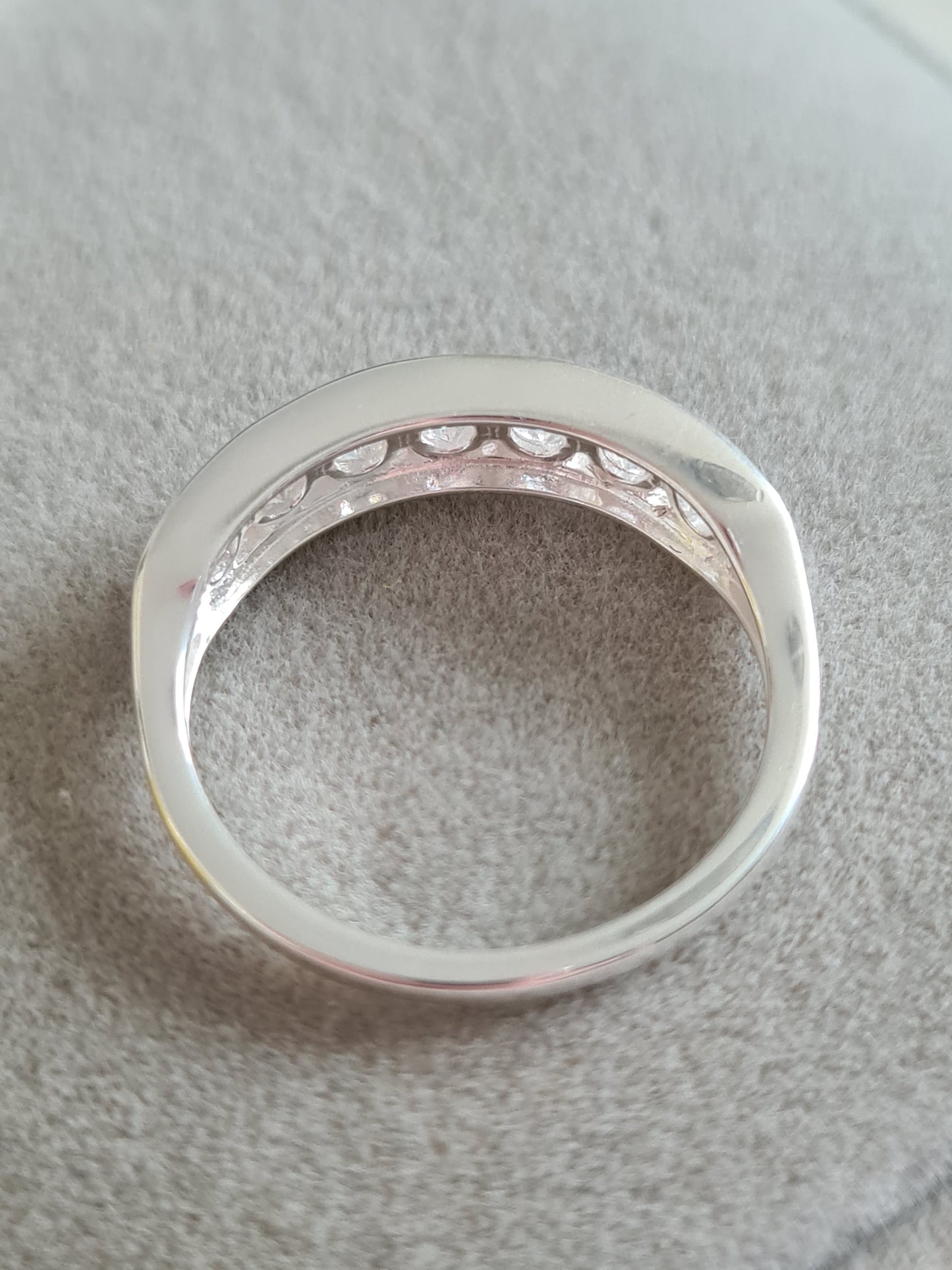 Swarovski Zirconia Round Cut Half Eternity Ring Sterling Silver SIZE N