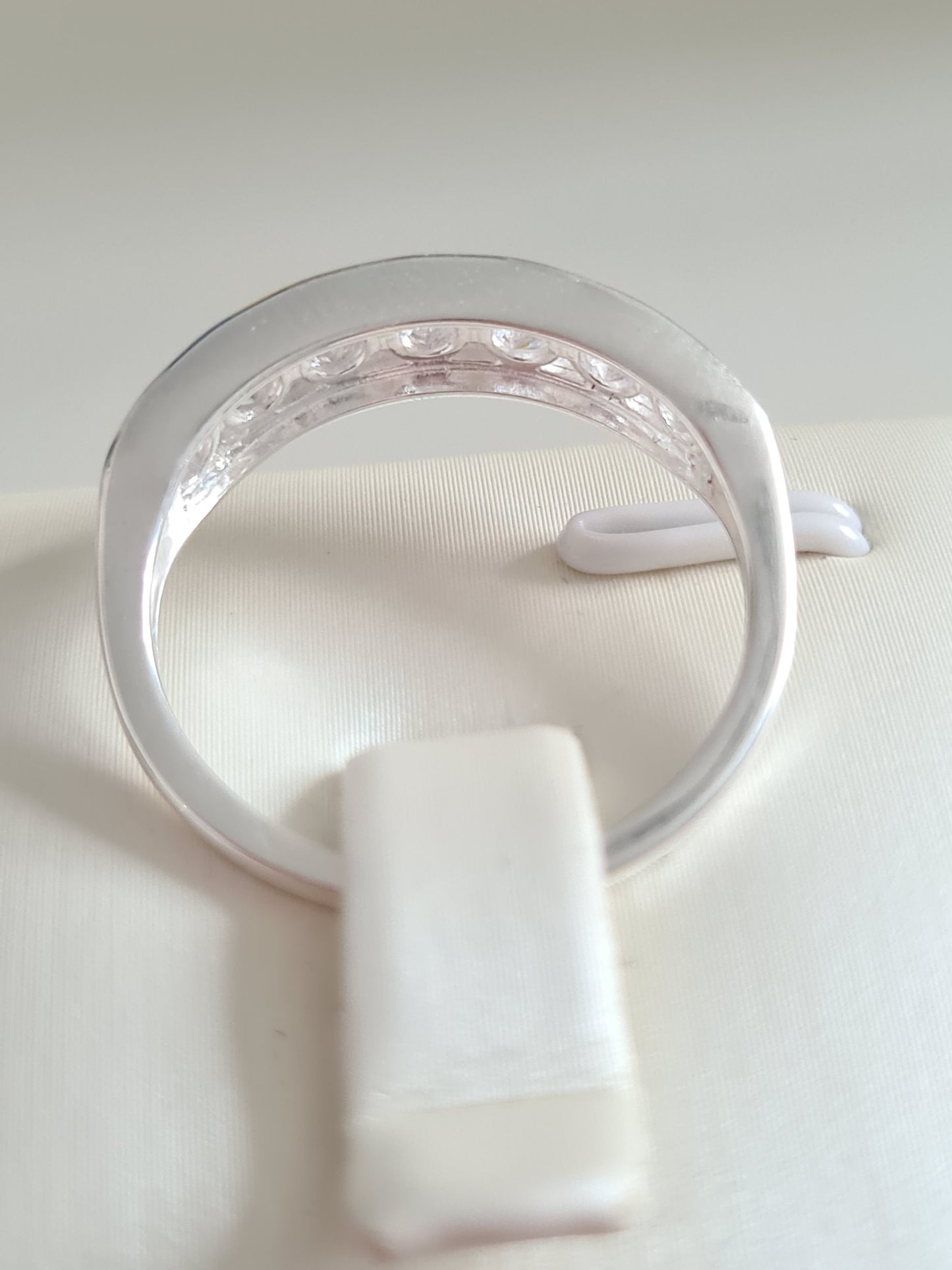 Swarovski Zirconia Round Cut Half Eternity Ring Sterling Silver SIZE N