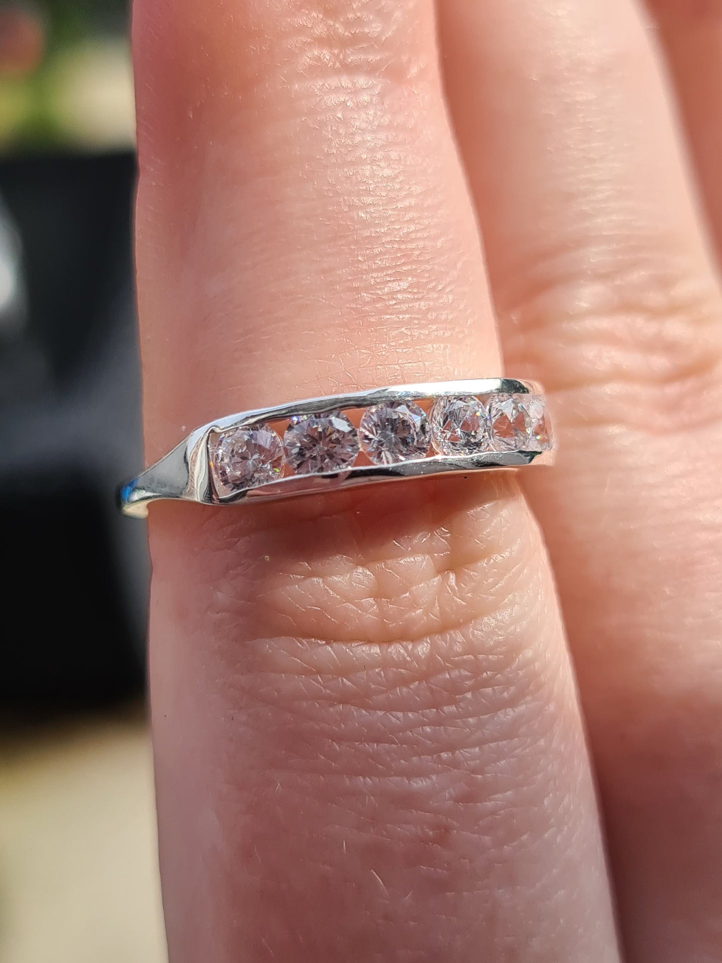 Swarovski Zirconia Round Cut Half Eternity Ring Sterling Silver SIZE N