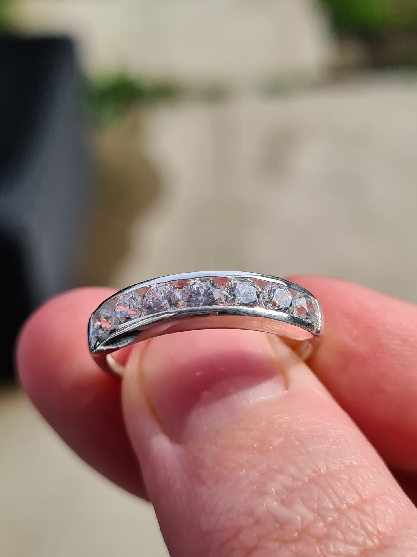 Swarovski Zirconia Round Cut Half Eternity Ring Sterling Silver SIZE N