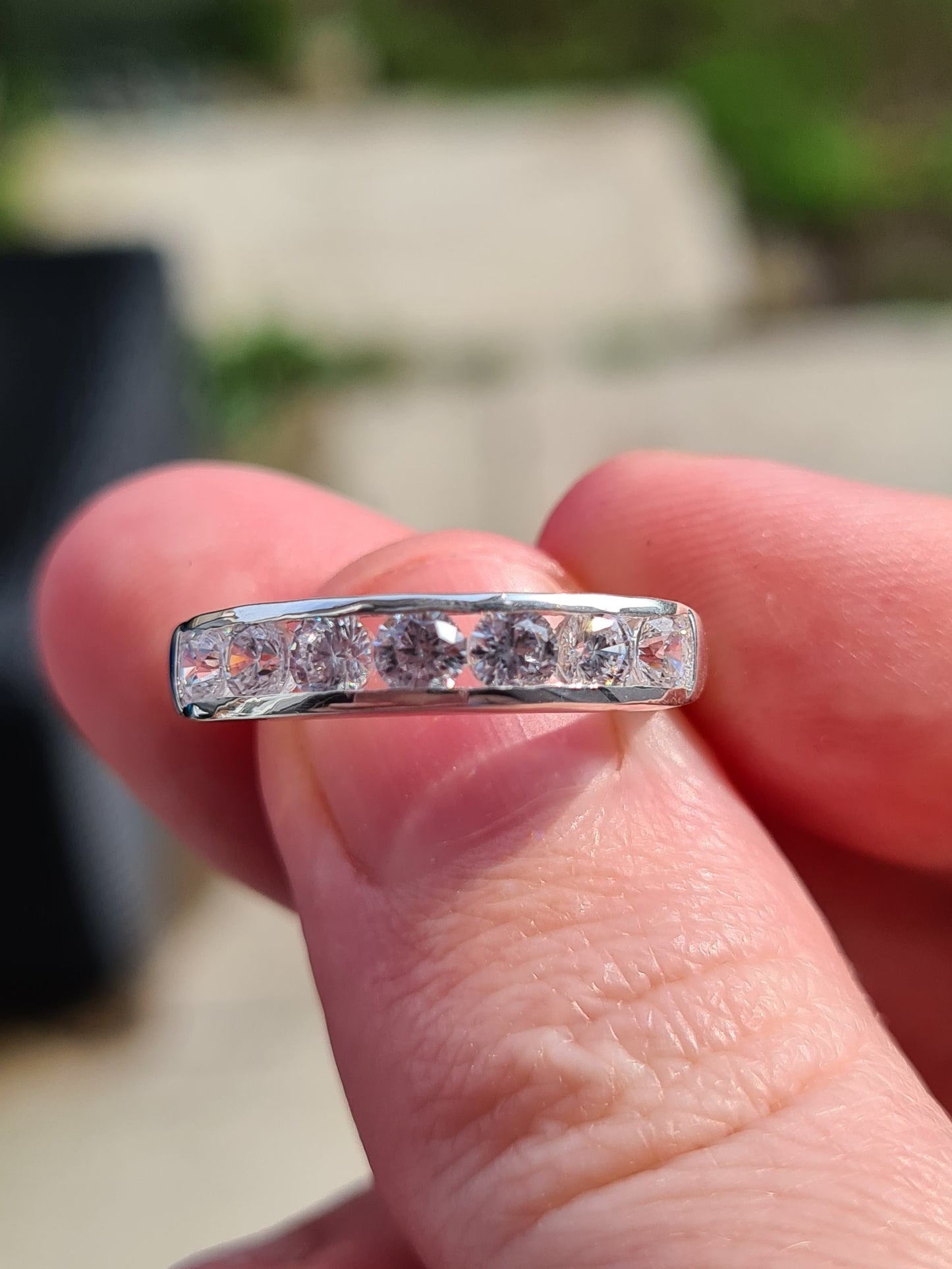 Swarovski Zirconia Round Cut Half Eternity Ring Sterling Silver SIZE N