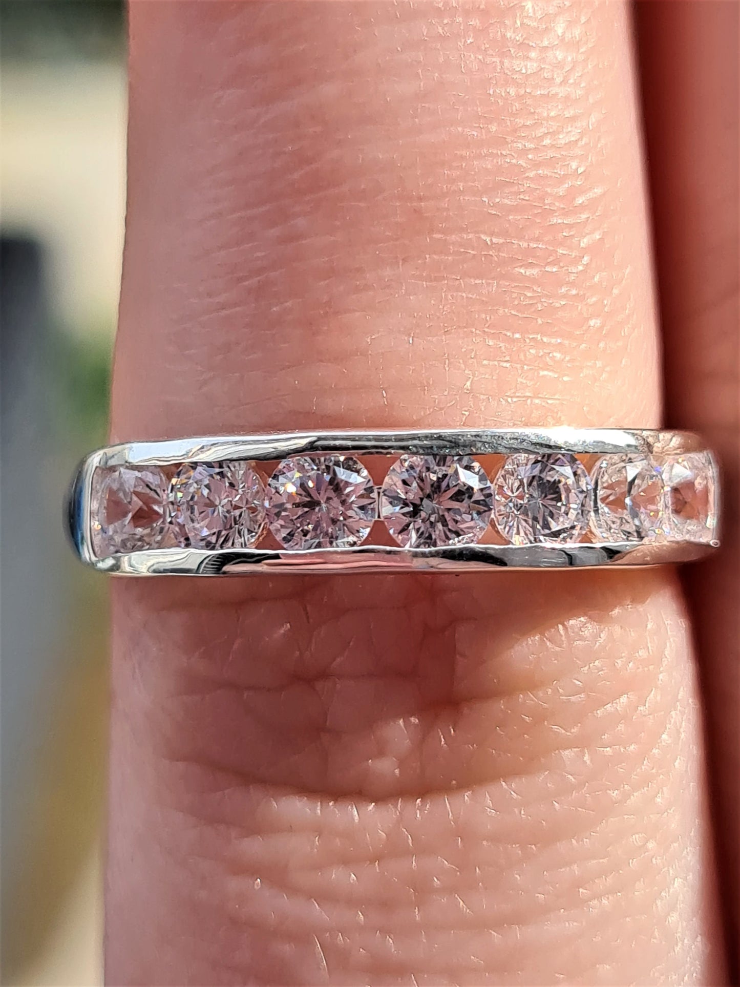 Swarovski Zirconia Round Cut Half Eternity Ring Sterling Silver SIZE N
