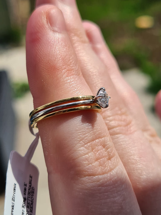 Swarovski Zirconia Removable Ring Sterling Silver SIZE K