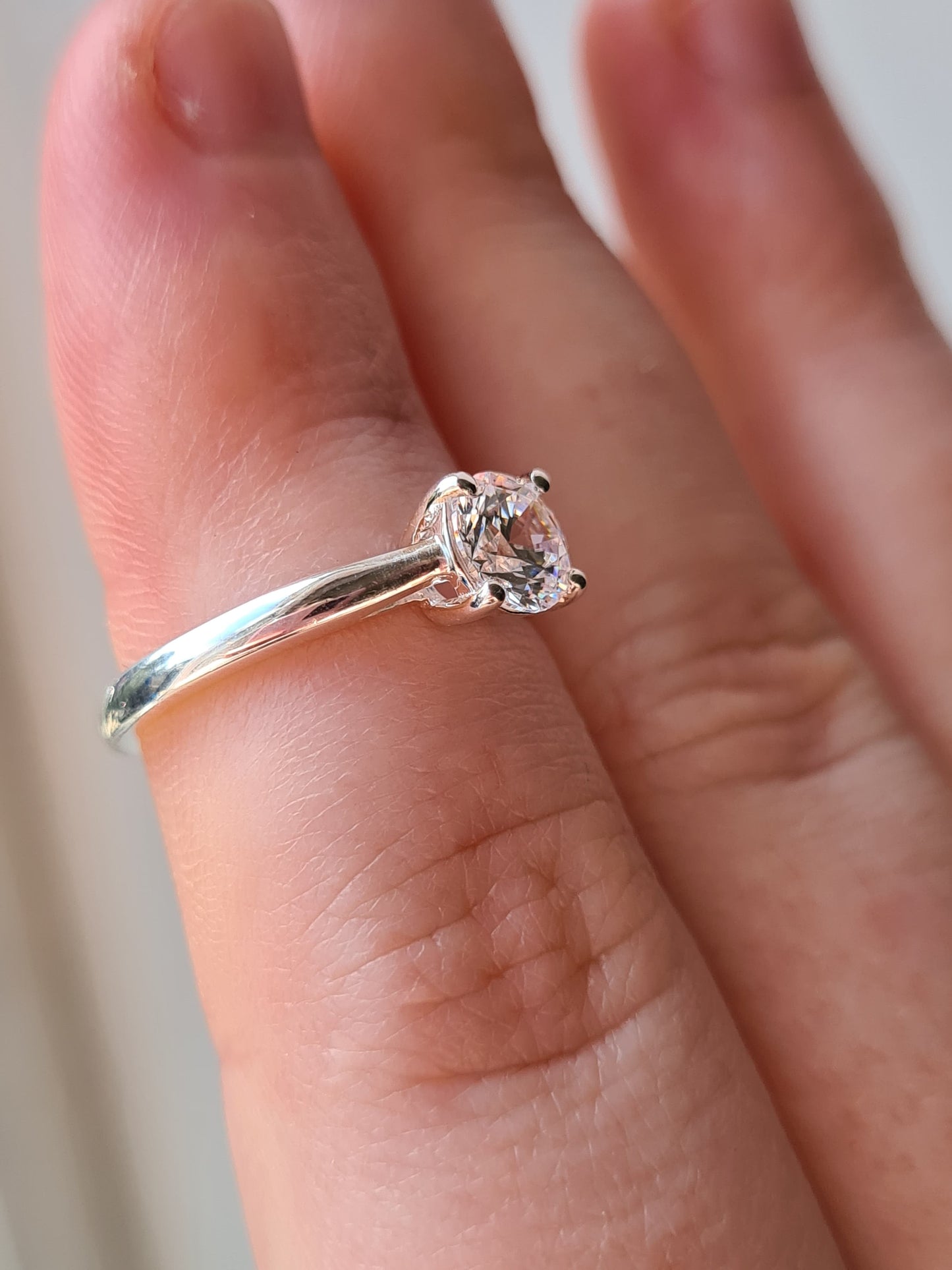 2 Piece Set -Swarovski Zirconia 925 Sterling Silver Solitaire Ring and Stud Earrings SIZES O,S