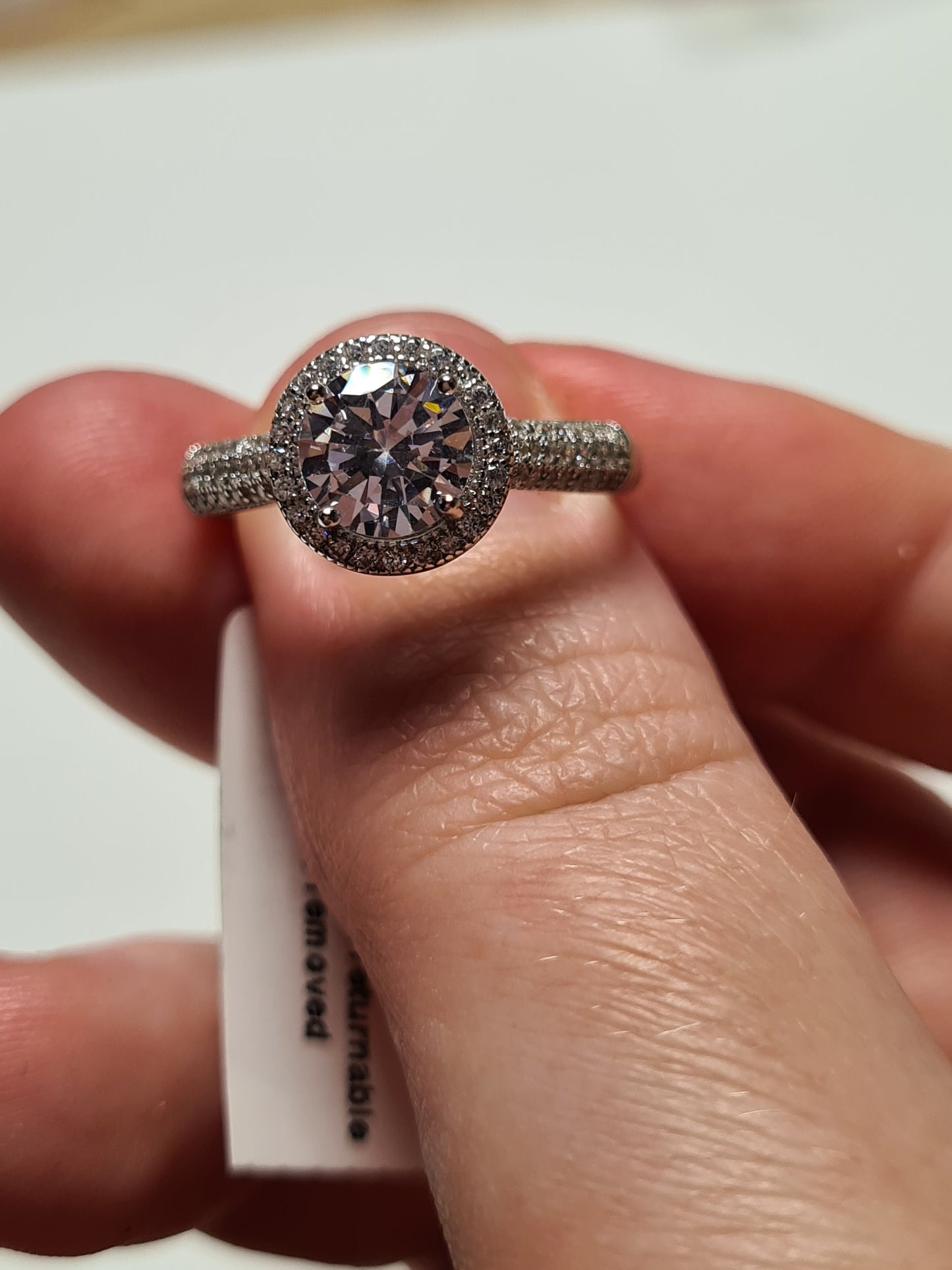 Simulated Diamond Halo Engagement Style Ring SIZES M,N,O,U