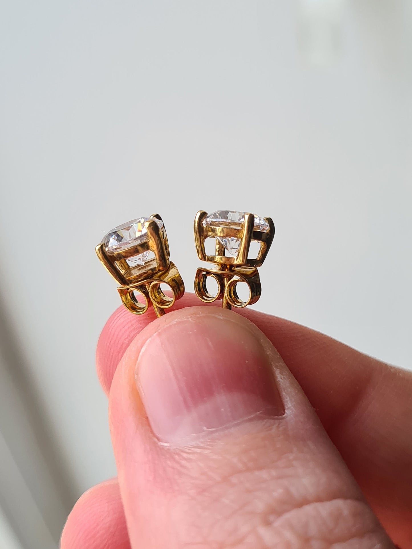 Swarovski Zirconia 2CT 14K Gold Overlay 925 Sterling Silver Stud Earrings