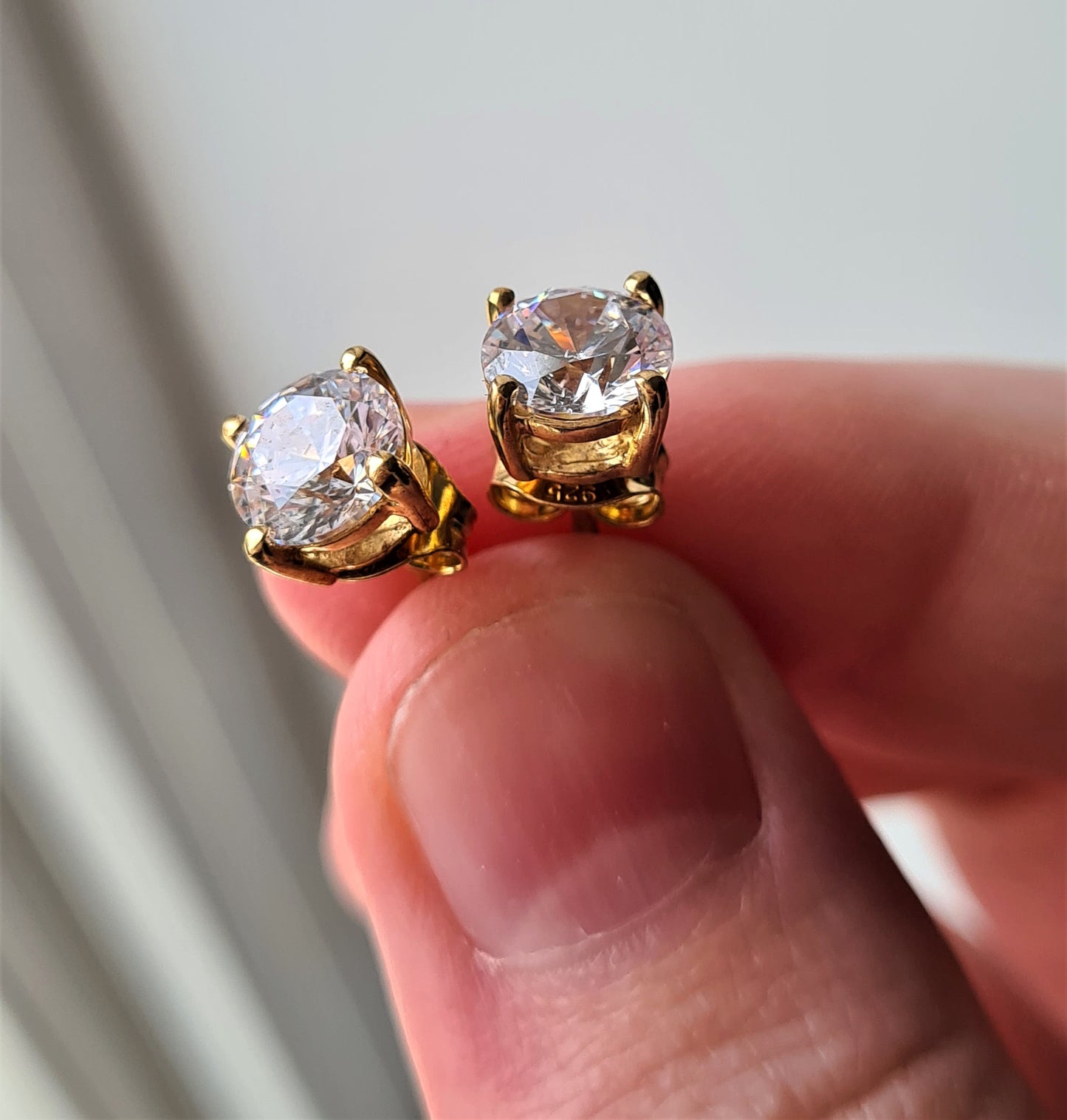 Swarovski Zirconia 2CT 14K Gold Overlay 925 Sterling Silver Stud Earrings