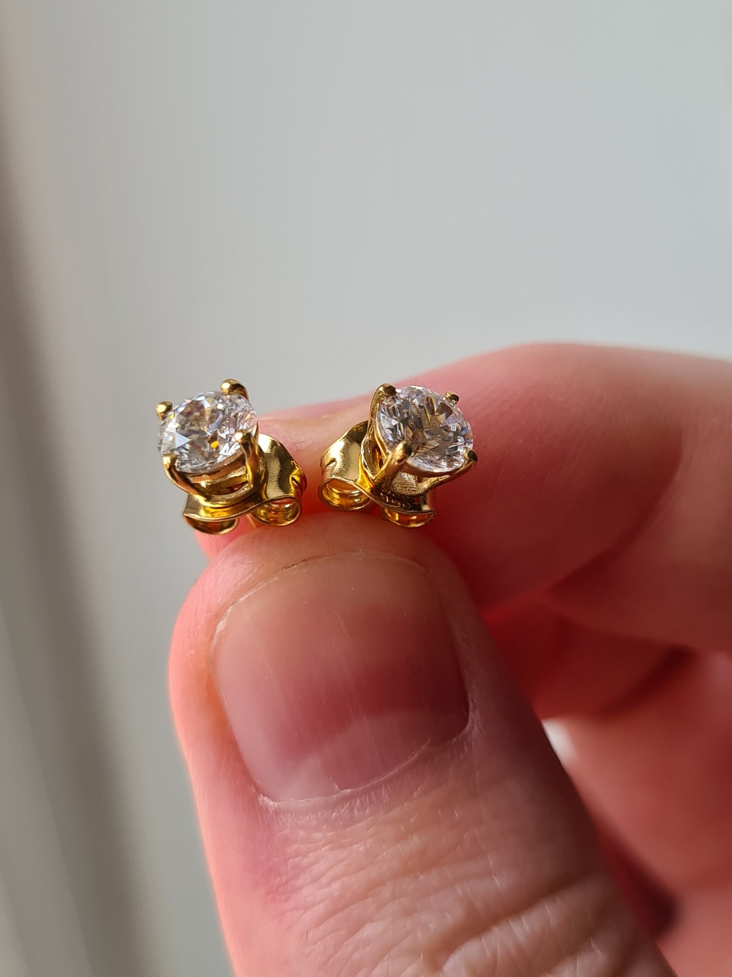 Swarovski Zirconia 0.5CT 14K Gold Overlay 925 Sterling Silver Stud Earrings