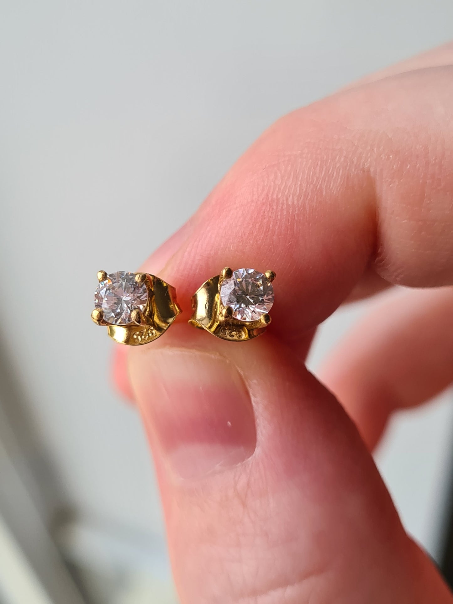 Swarovski Zirconia 0.5CT 14K Gold Overlay 925 Sterling Silver Stud Earrings