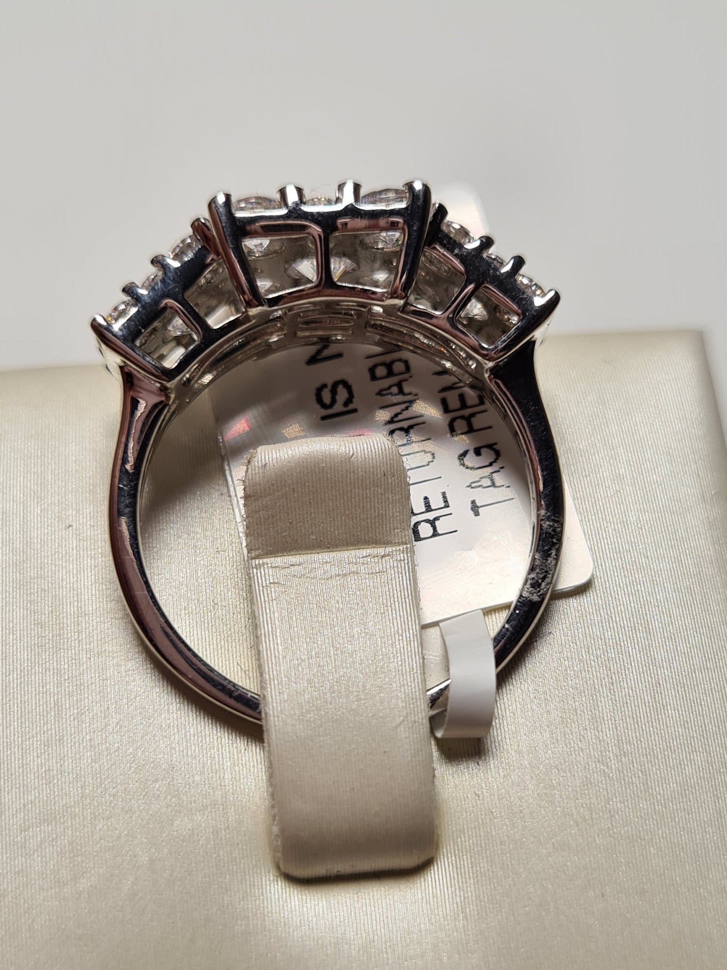 Swarovski Zirconia 3 Row Cluster Ring Sterling Silver SIZE O