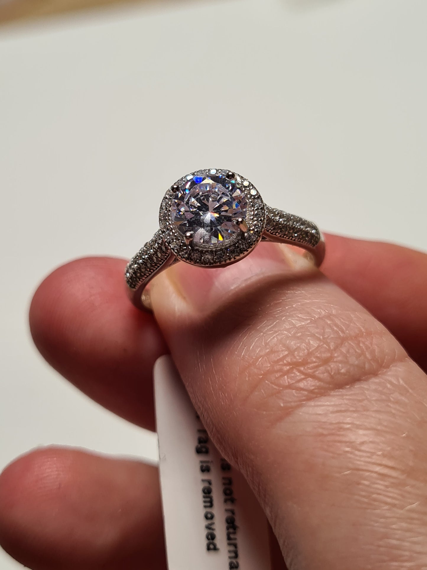 Simulated Diamond Halo Engagement Style Ring SIZES M,N,O,U