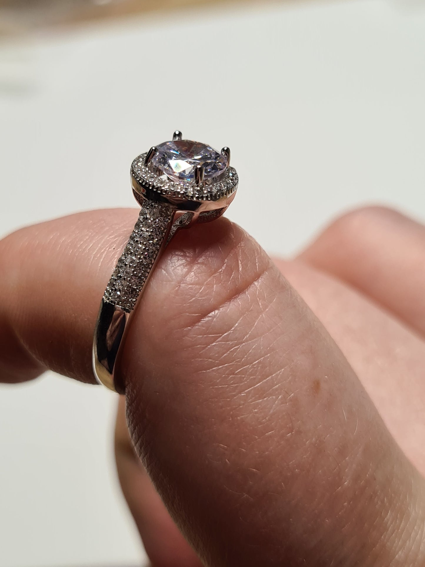 Simulated Diamond Halo Engagement Style Ring SIZES M,N,O,U