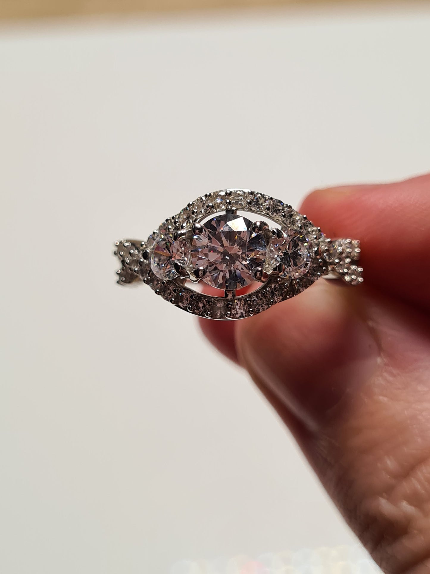 Swarovski Zirconia Cluster Criss-Cross Ring Sterling Silver SIZE P