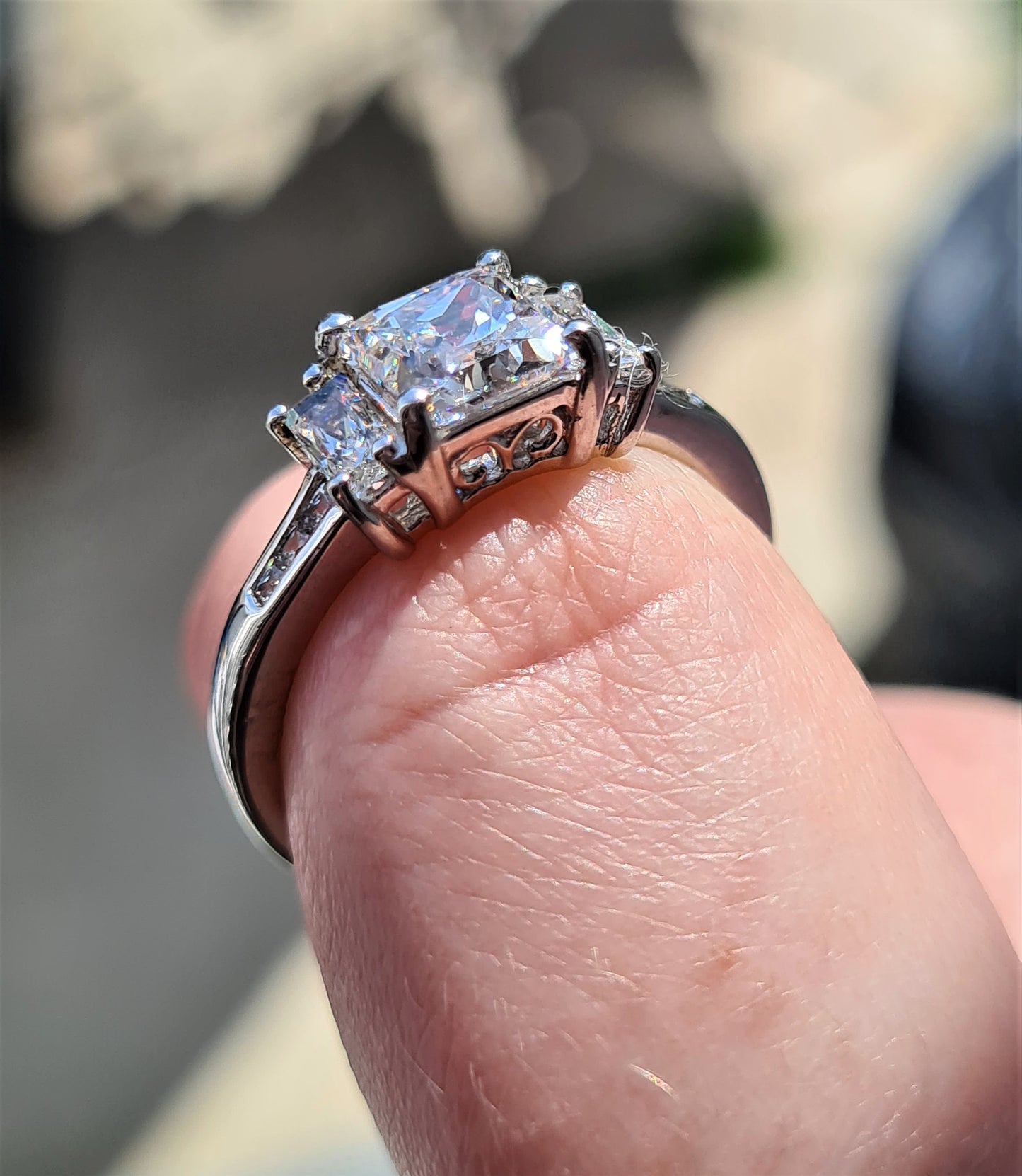 Engagement Style Sterling Silver Swarovski Zirconia Ring SIZE P