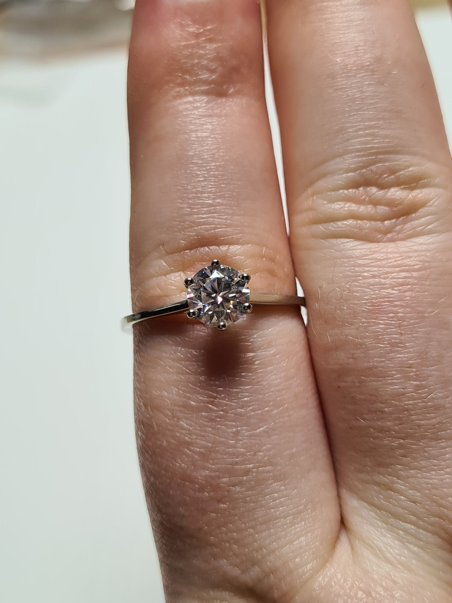 1ct Moissanite Solitaire Ring 925 Sterling Silver SIZE S