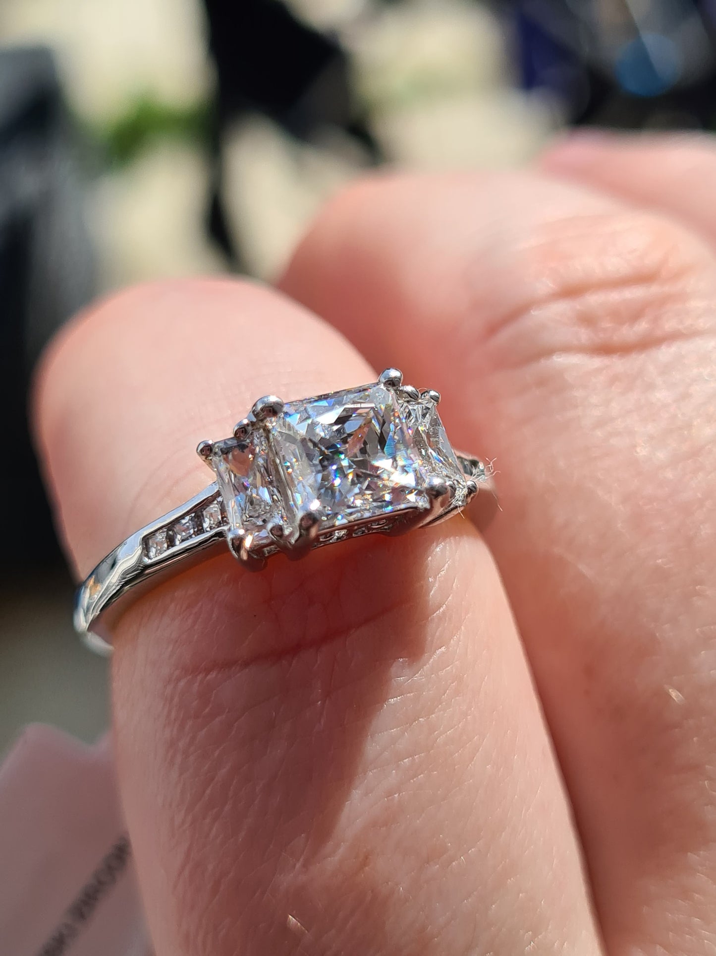 Engagement Style Sterling Silver Swarovski Zirconia Ring SIZE P