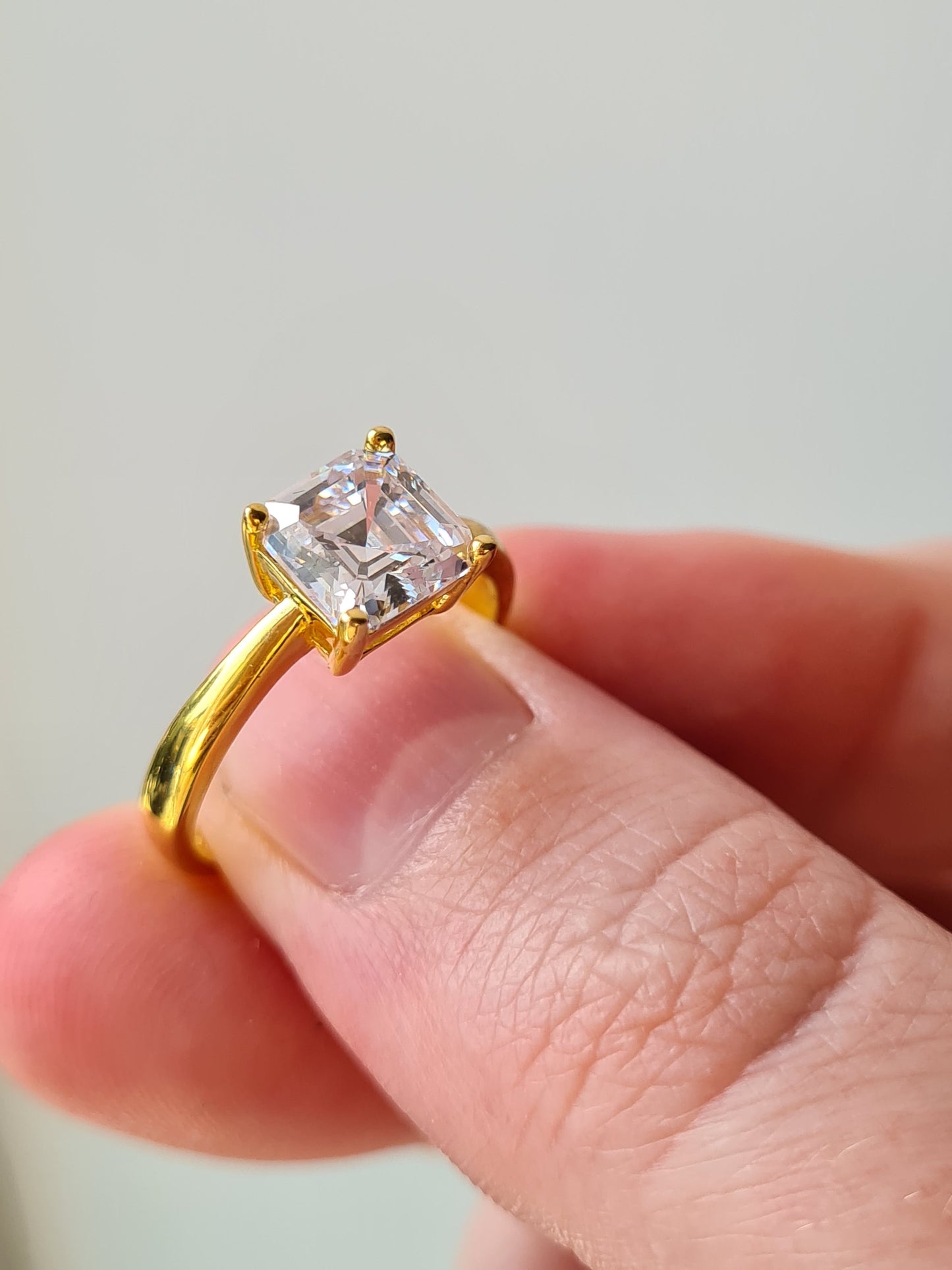 Simulated Diamond With Gold Overlay Sterling Silver SIZES M ,Q