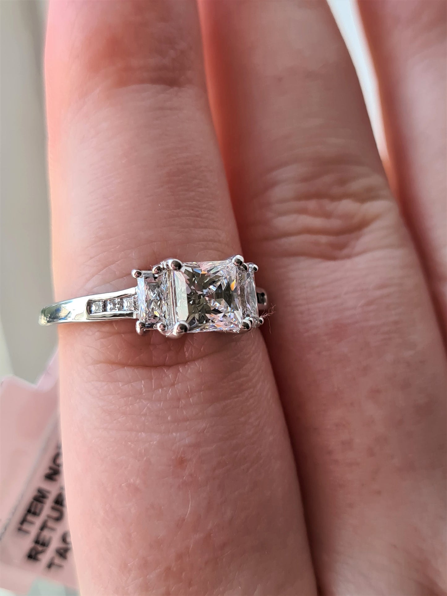 Engagement Style Sterling Silver Swarovski Zirconia Ring SIZE P