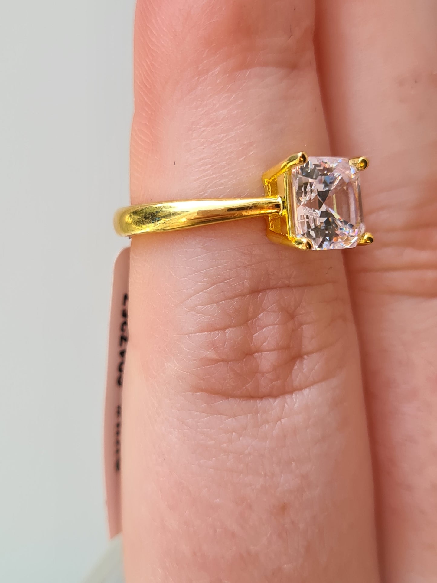 Simulated Diamond With Gold Overlay Sterling Silver SIZES M ,Q