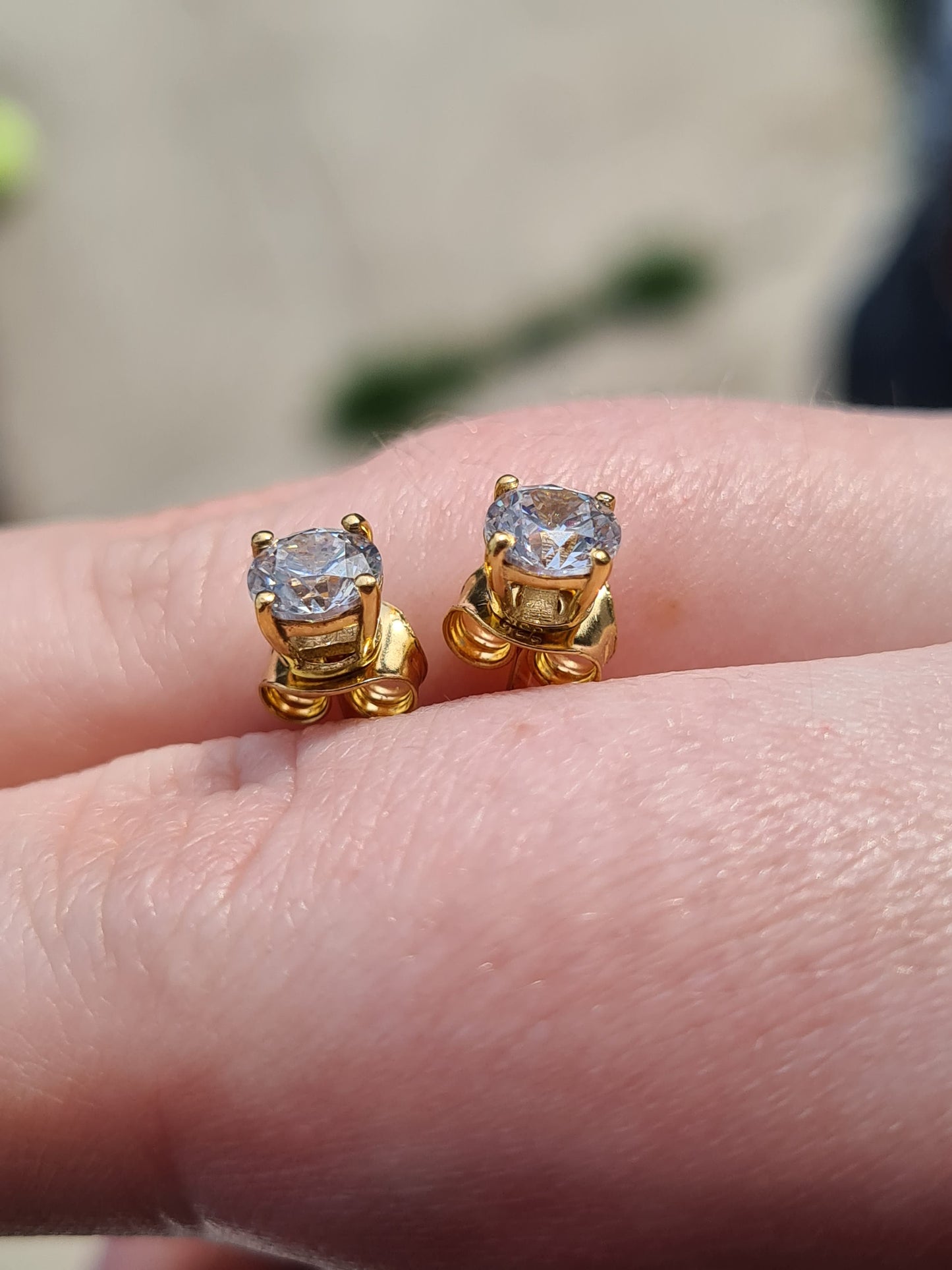 Swarovski Zirconia 0.5CT 14K Gold Overlay 925 Sterling Silver Stud Earrings